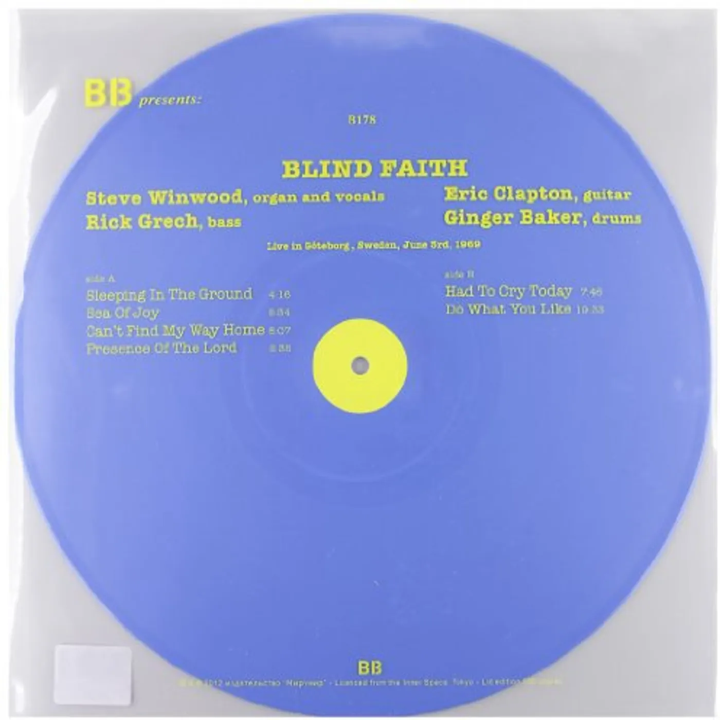 Blind Faith LIVE IN GOTEBORG SWEDEN 1969 Vinyl Record