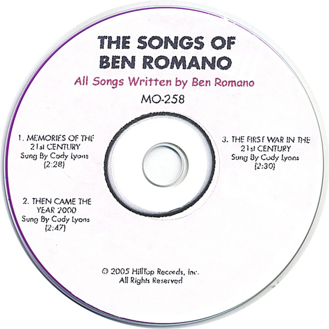 Cody Lyons SONGS OF BEN ROMANO CD
