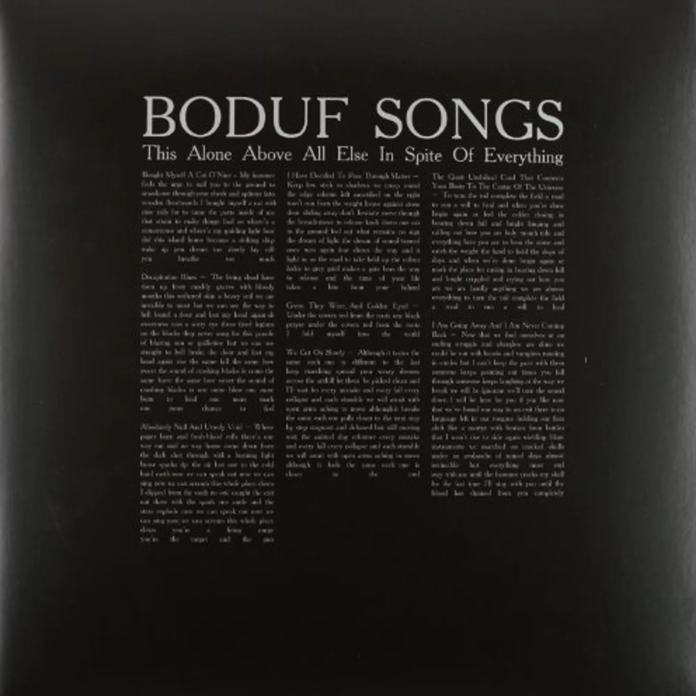 Boduf Songs THIS ALONE ABOVE ALL Vinyl Record