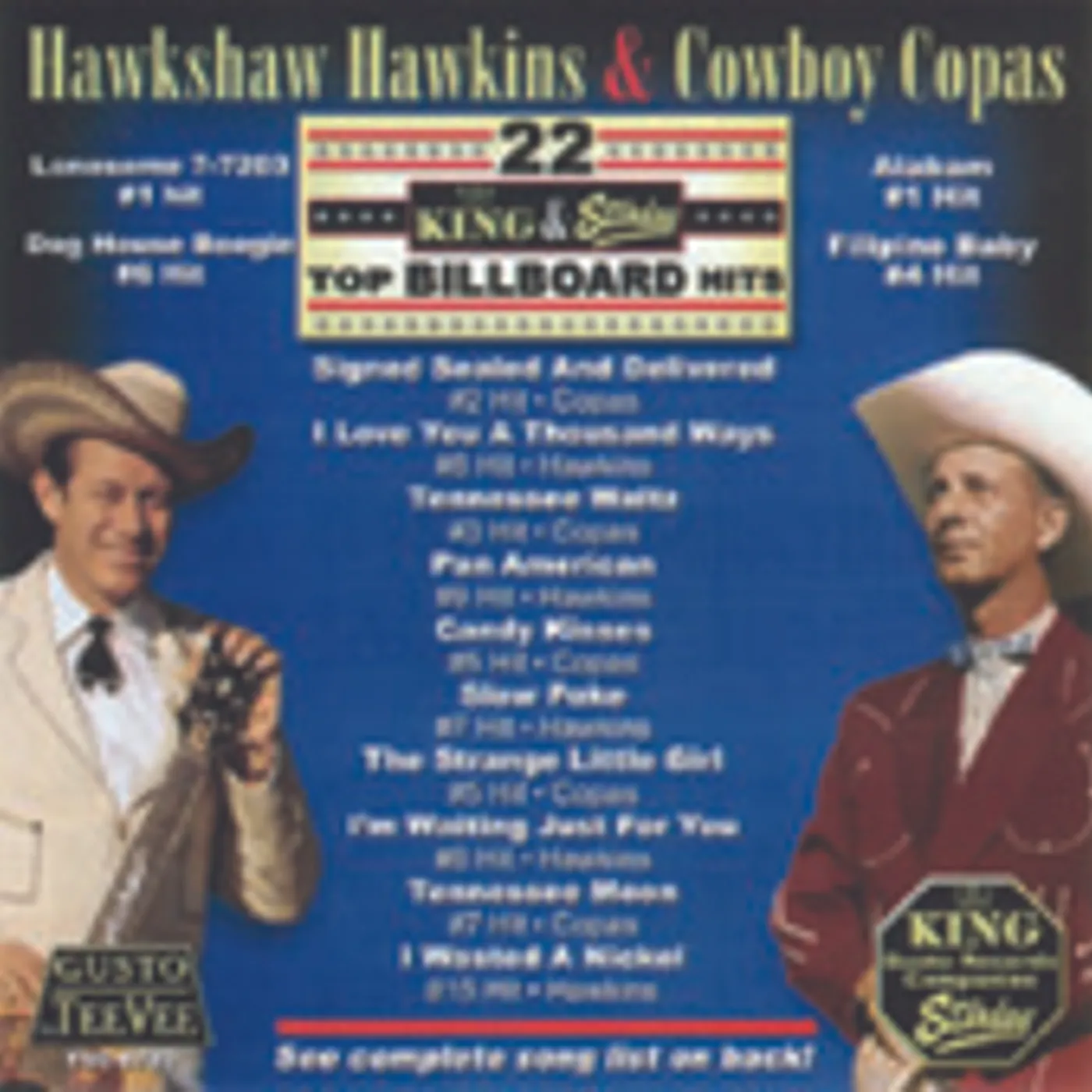 Hawkshaw Hawkins 22 KING & STARDAY TOP BILLBOARD HITS CD