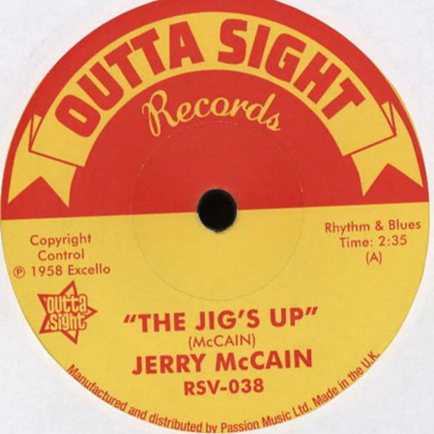 Jerry Mccain JIG'S UP/TWIST 62 Vinyl Record