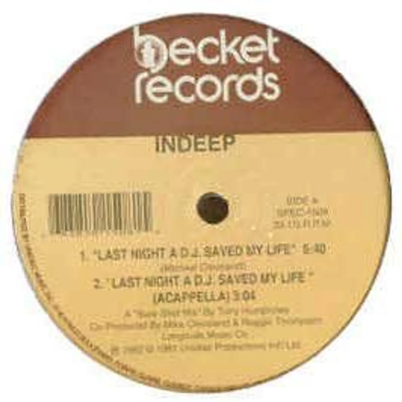 Indeep LAST NIGHT A DJ SAVED MY LIFE (2 MIXES INCLUDING A Vinyl Record