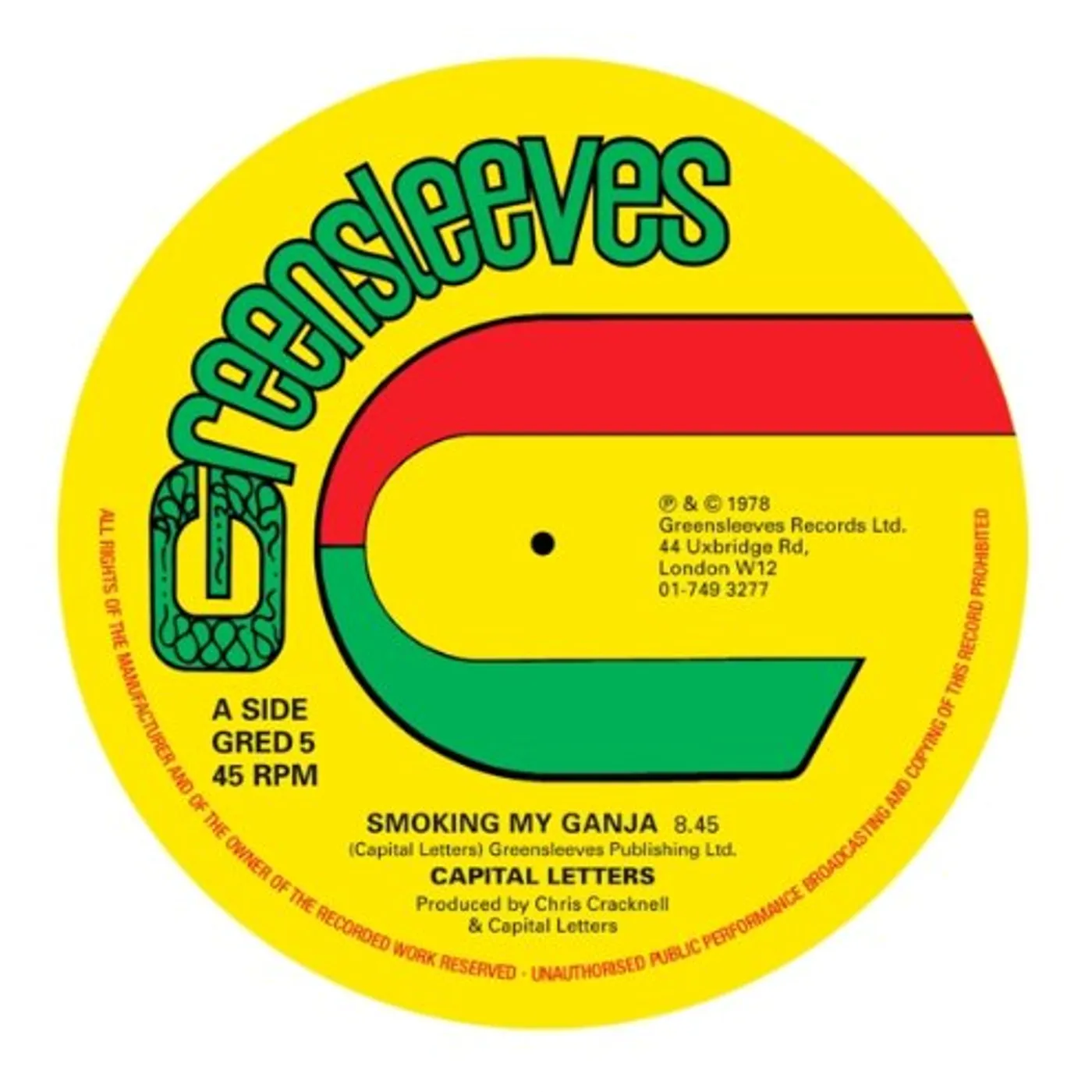 Capital Letters SMOKING MY GANJA / NATTY WALK Vinyl Record