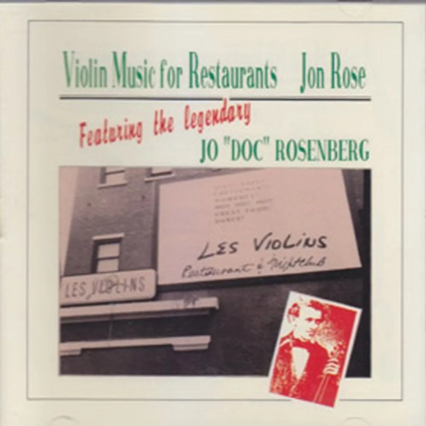 Jon Rose VIOLIN MUSIC FOR RESTAURANTS CD