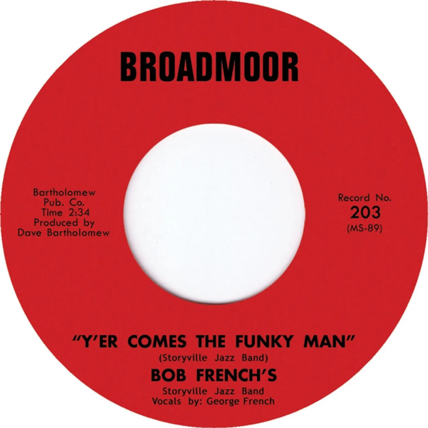 Bob Storyville Jazz Band Frenchs Y'er Comes The Funky Man Vinyl Record