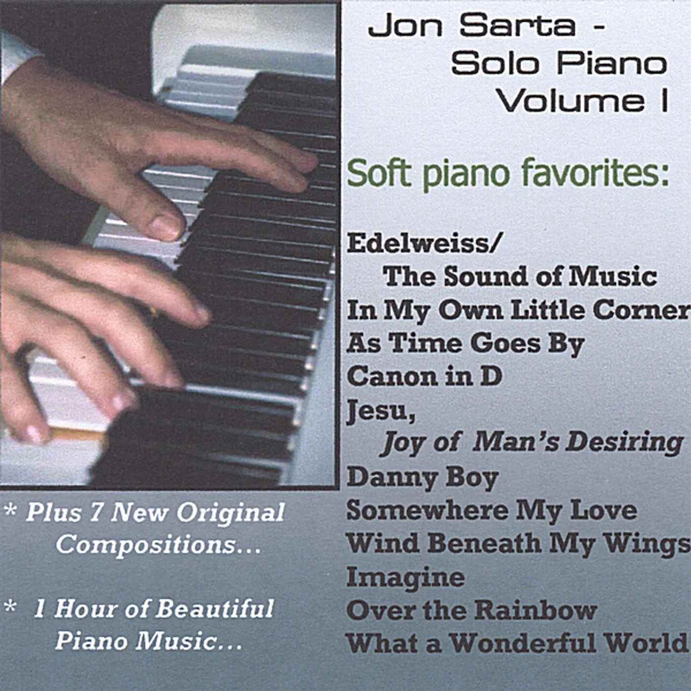 Jon Sarta SOLO PIANO VOLUME I CD