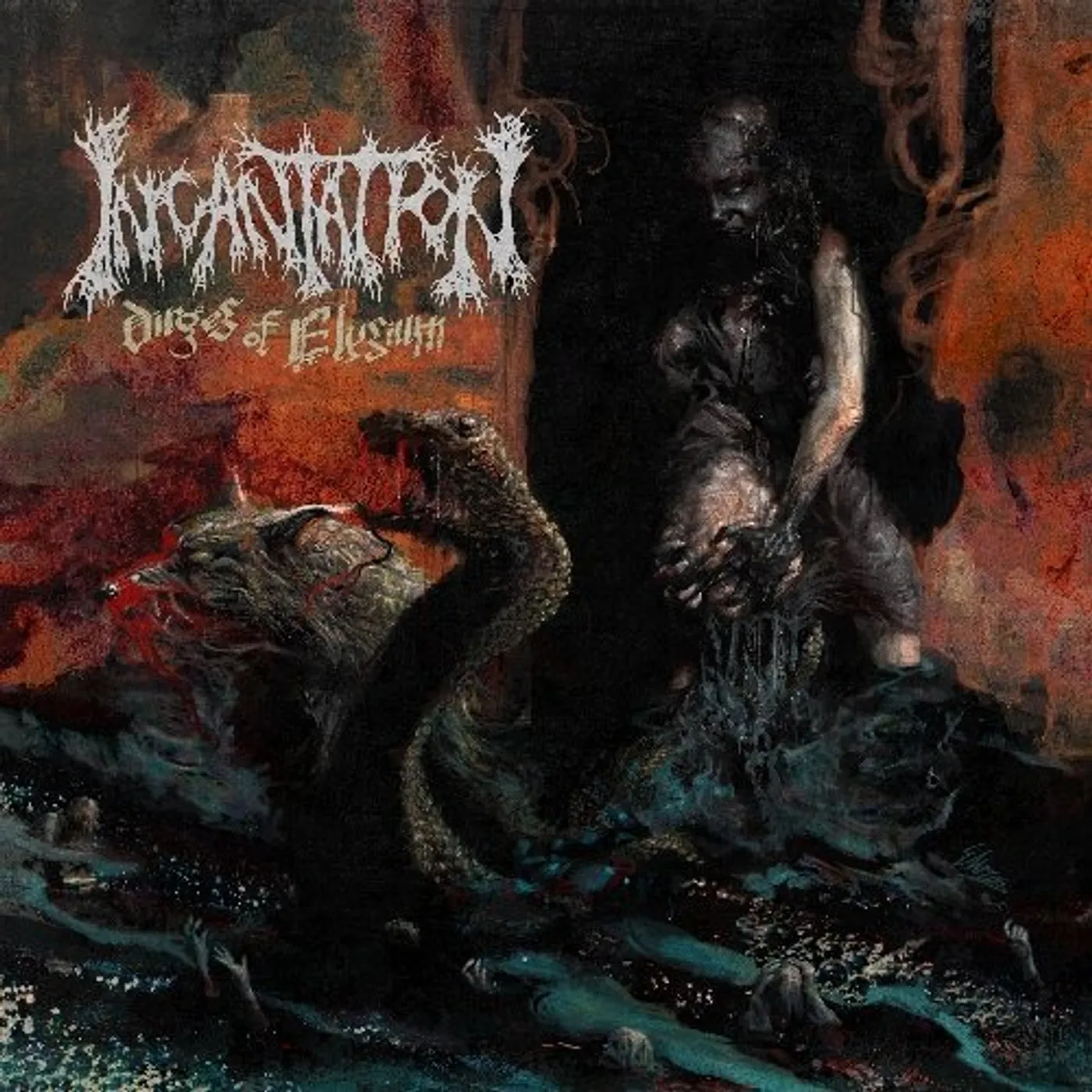 Incantation DIRGES OF ELYZIUM (ORANGE / BLACK MARBLE VINYL) Vinyl Record