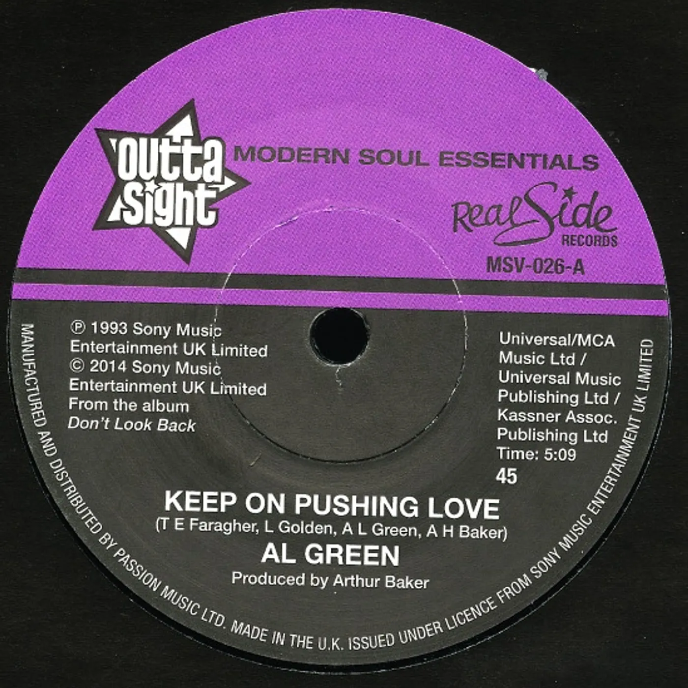 Al Green KEEP ON PUSHING LOVE / YOUR HEART'S IN GOOD HANDS Vinyl Record