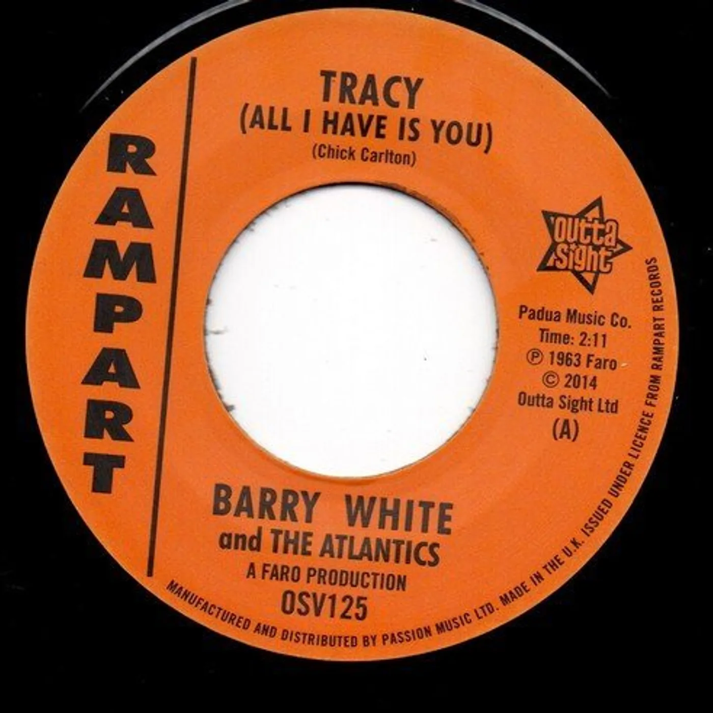 Barry White TRACY / IT HURTS ME Vinyl Record