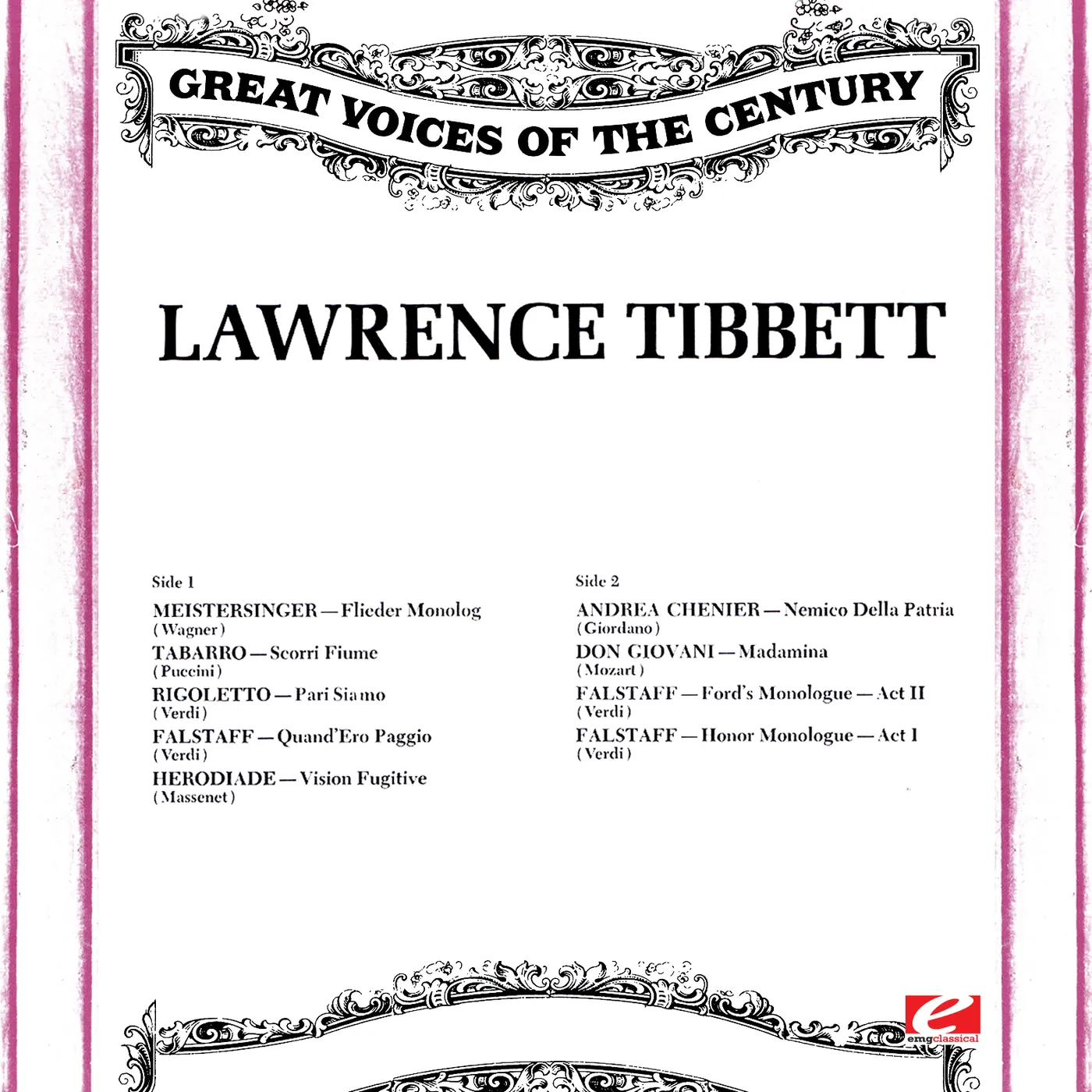 GREAT VOICES OF THE CENTURY: LAWRENCE TIBBETT CD