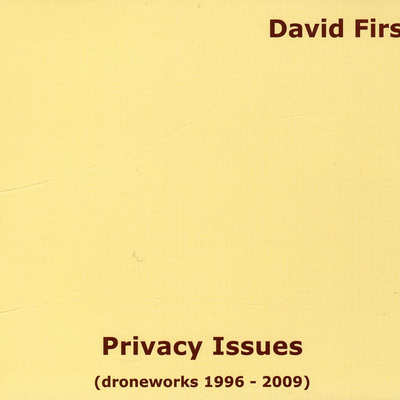 David First PRIVACY ISSUES (DRONEWORKS 1996-2009) CD