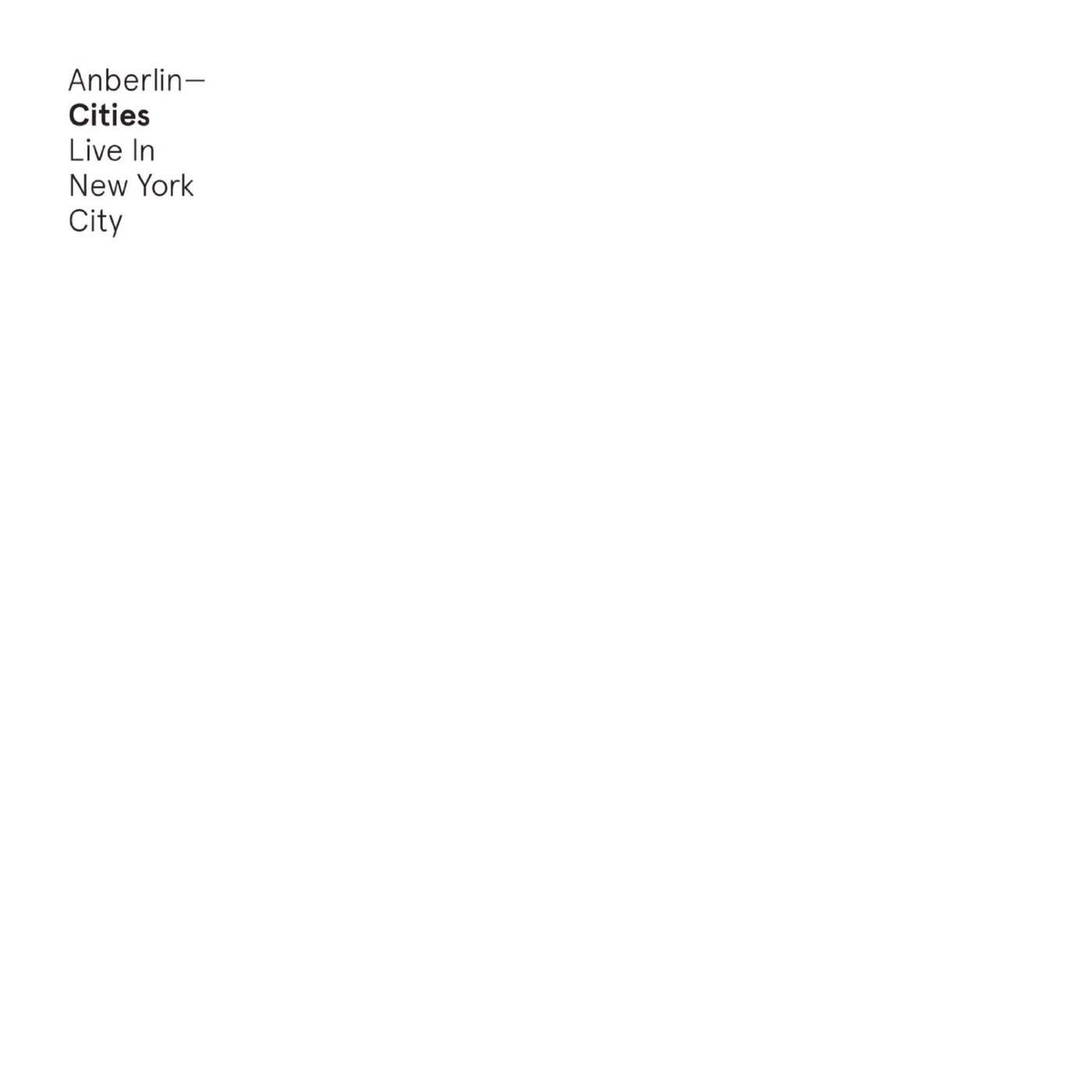 Anberlin CITIES: LIVE IN NEW YORK CITY CD
