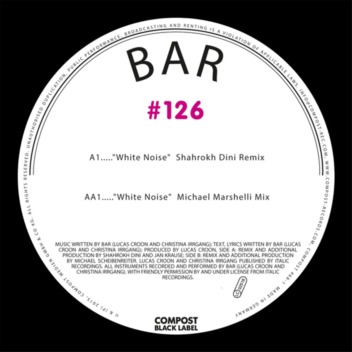 BAR COMPOST BLACK LABEL 126 Vinyl Record