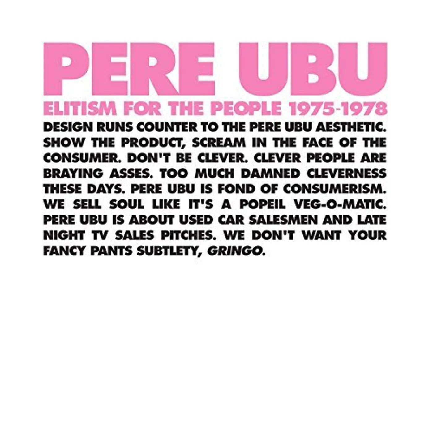 Pere Ubu ELITISM FOR THE PEOPLE 1975-1978 Vinyl Record