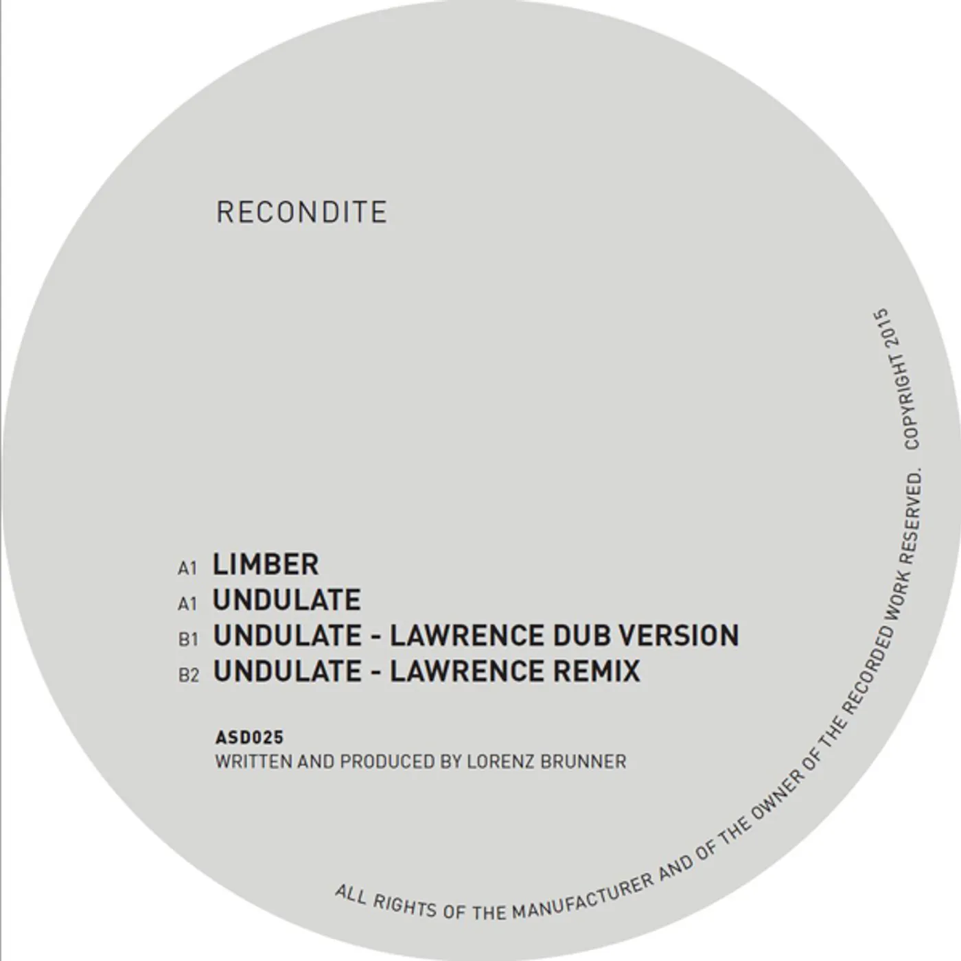 Recondite LIMBER / UNDULATE - LAWRENCE MIXES Vinyl Record