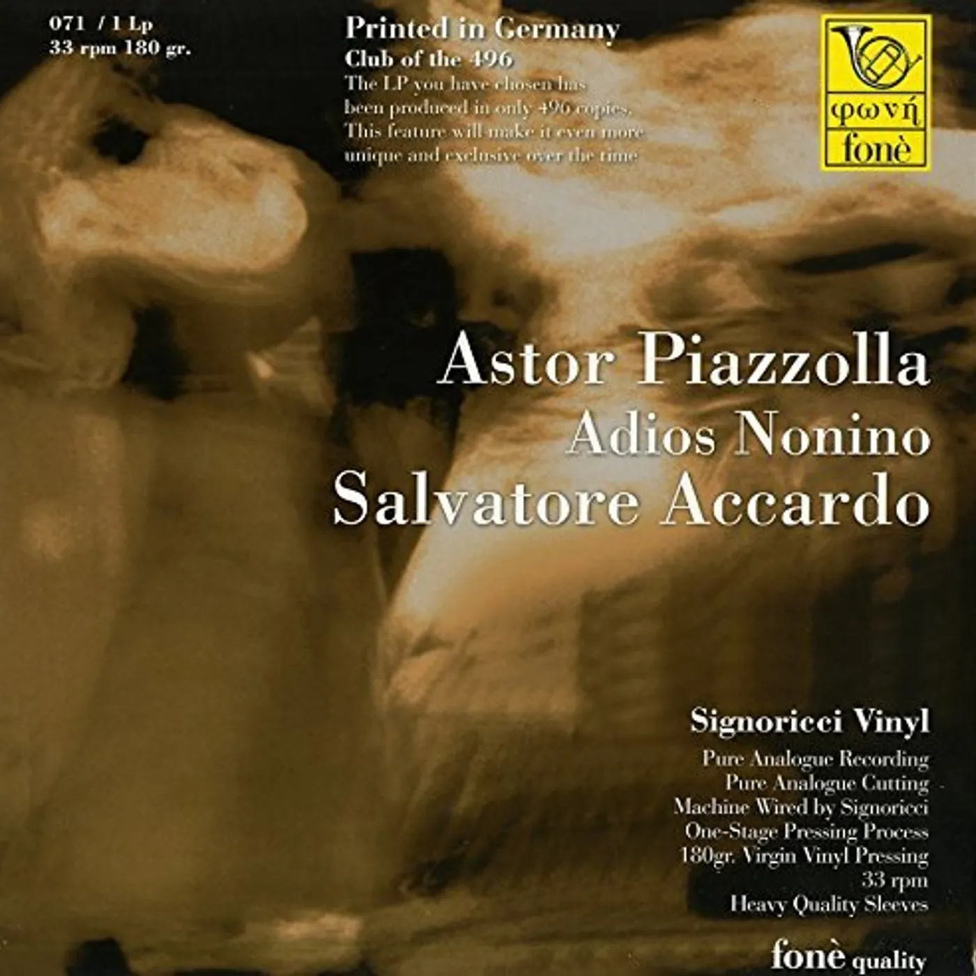 Salvatore Accardo ASTOR PIAZZOLA ADIOS NONINO Vinyl Record