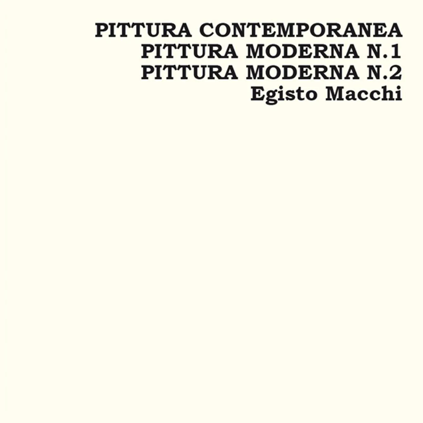 Egisto Macchi PITTURA CONTEMPORANEA / PITTURA MODERNA N.1 Vinyl Record