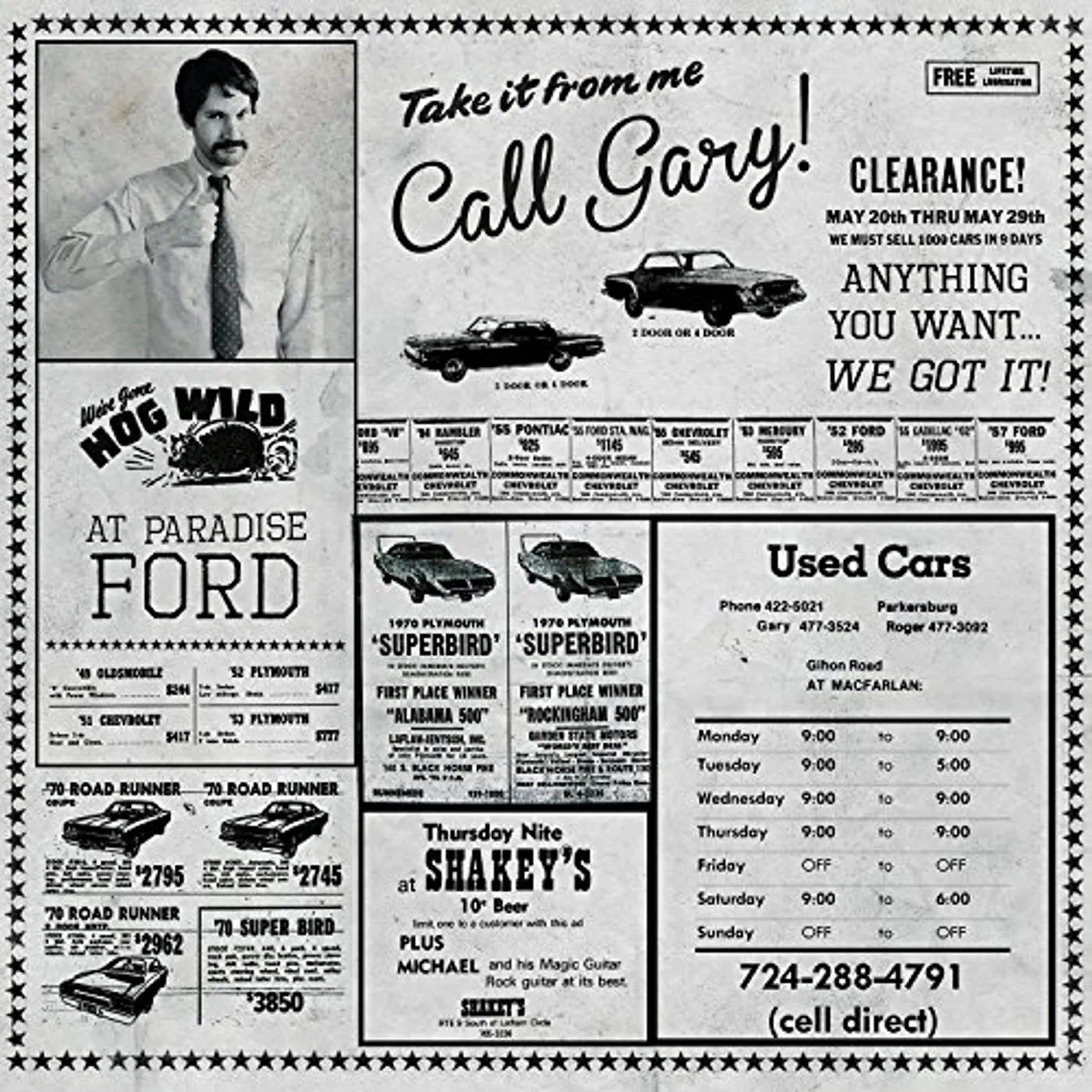 GARY USED CARS / WISH YOU WERE HAIR Vinyl Record