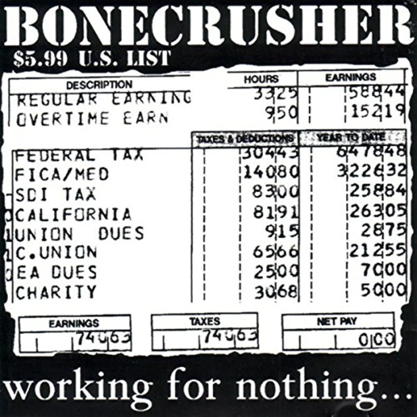 Bonecrusher Working For Nothing Vinyl Record