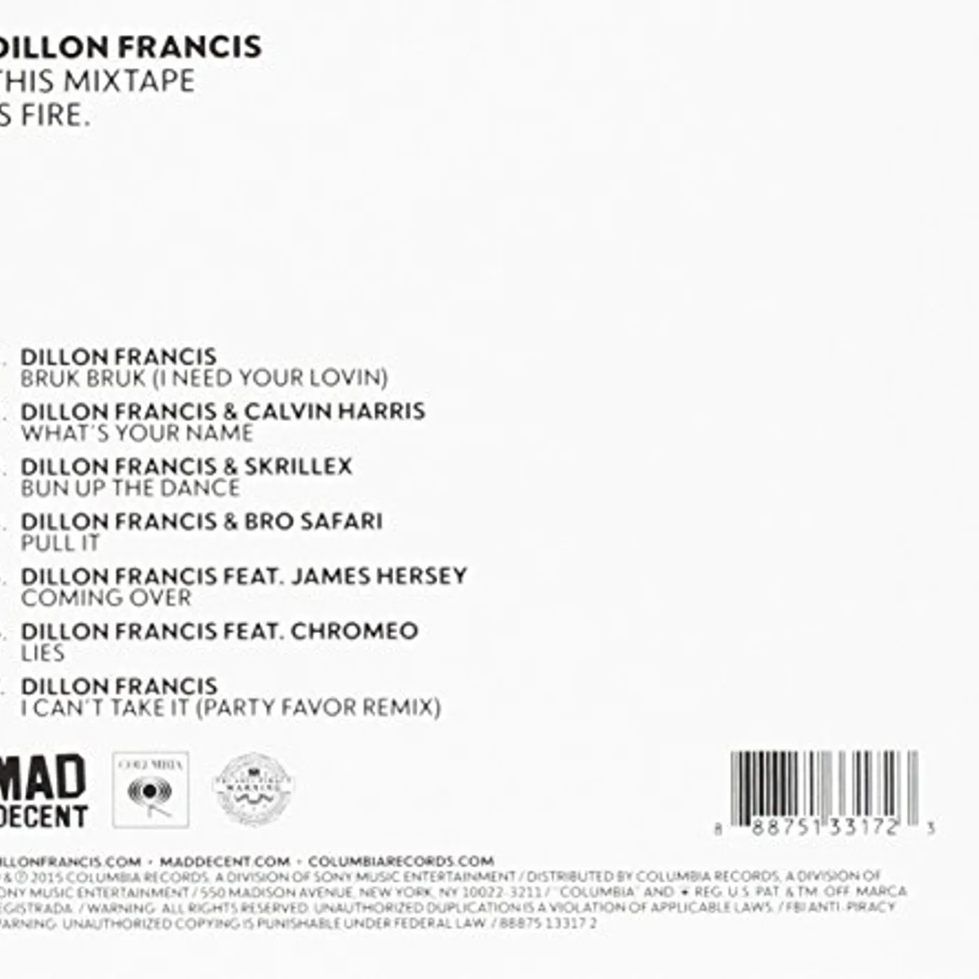 Dillon Francis THIS MIXTAPE IS FIRE CD