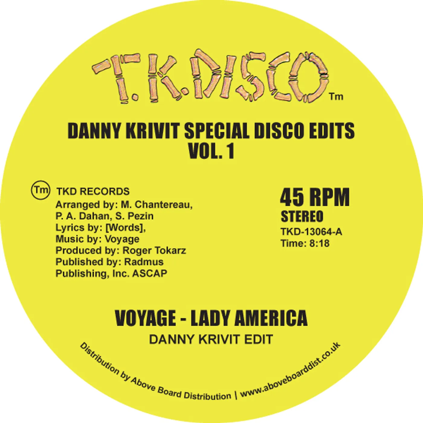 Danny Krivit / Voyage DANNY KRIVIT SPECIAL DISCO EDITS VOL. 1 Vinyl Record