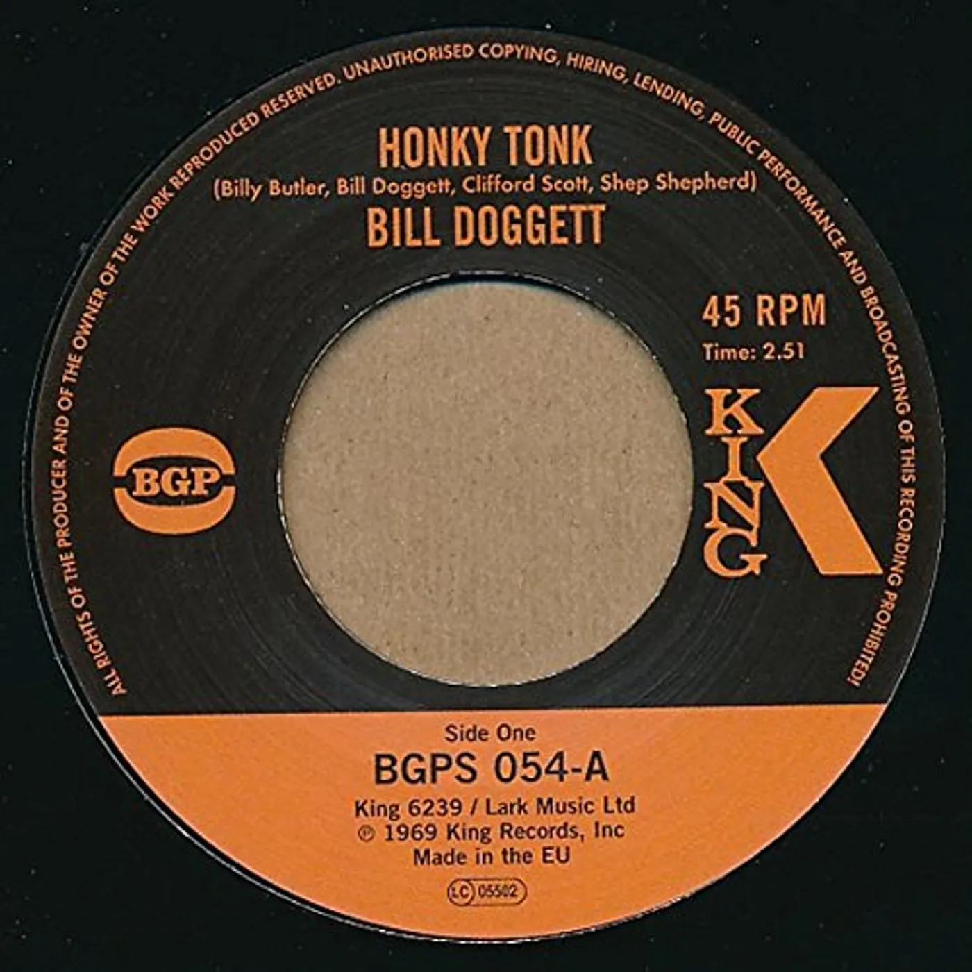 Bill Doggett HONKY TONK / POPCORN Vinyl Record