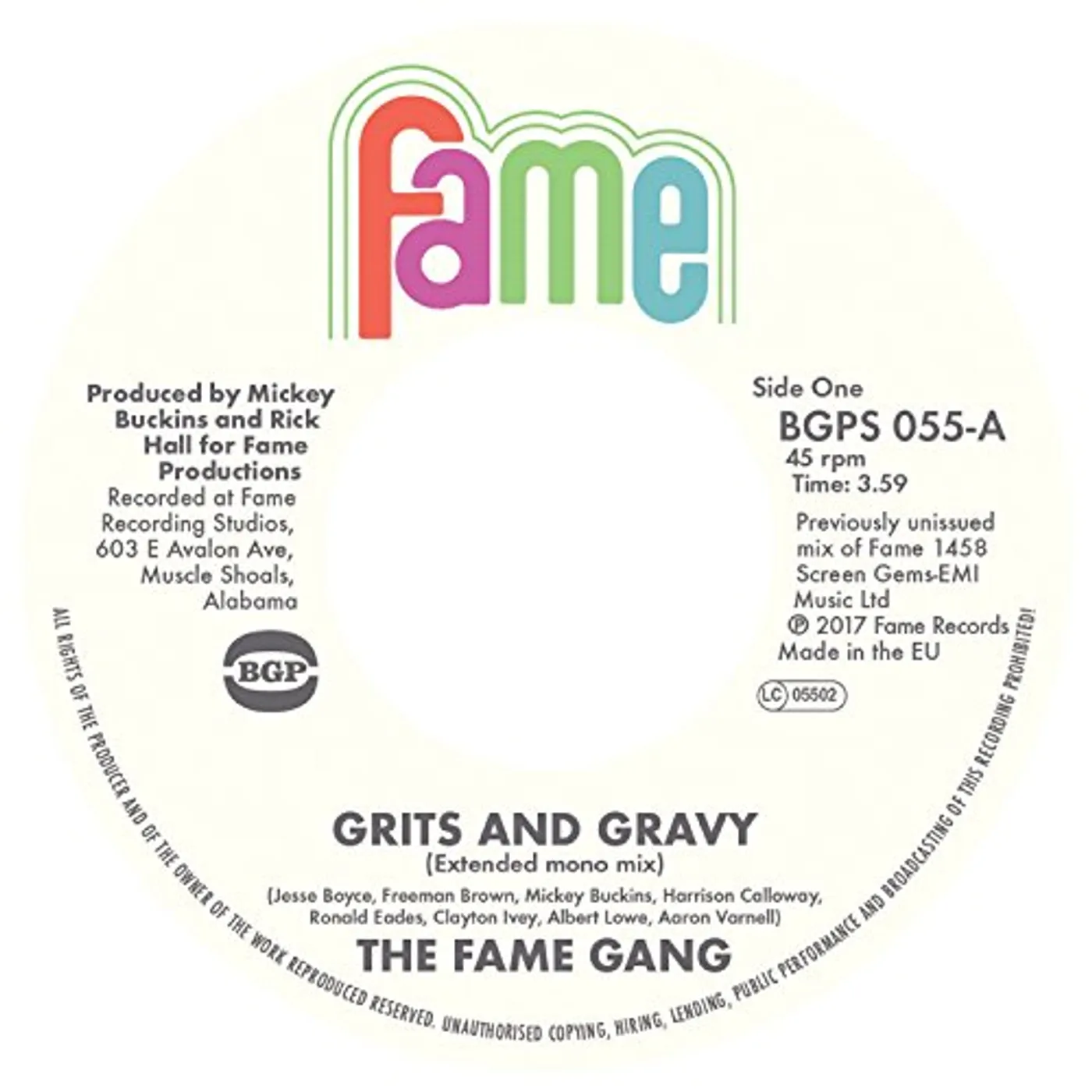 The Fame Gang GRITS & GRAVY (FULL LENGTH MONO) / CRIME DON'T Vinyl Record