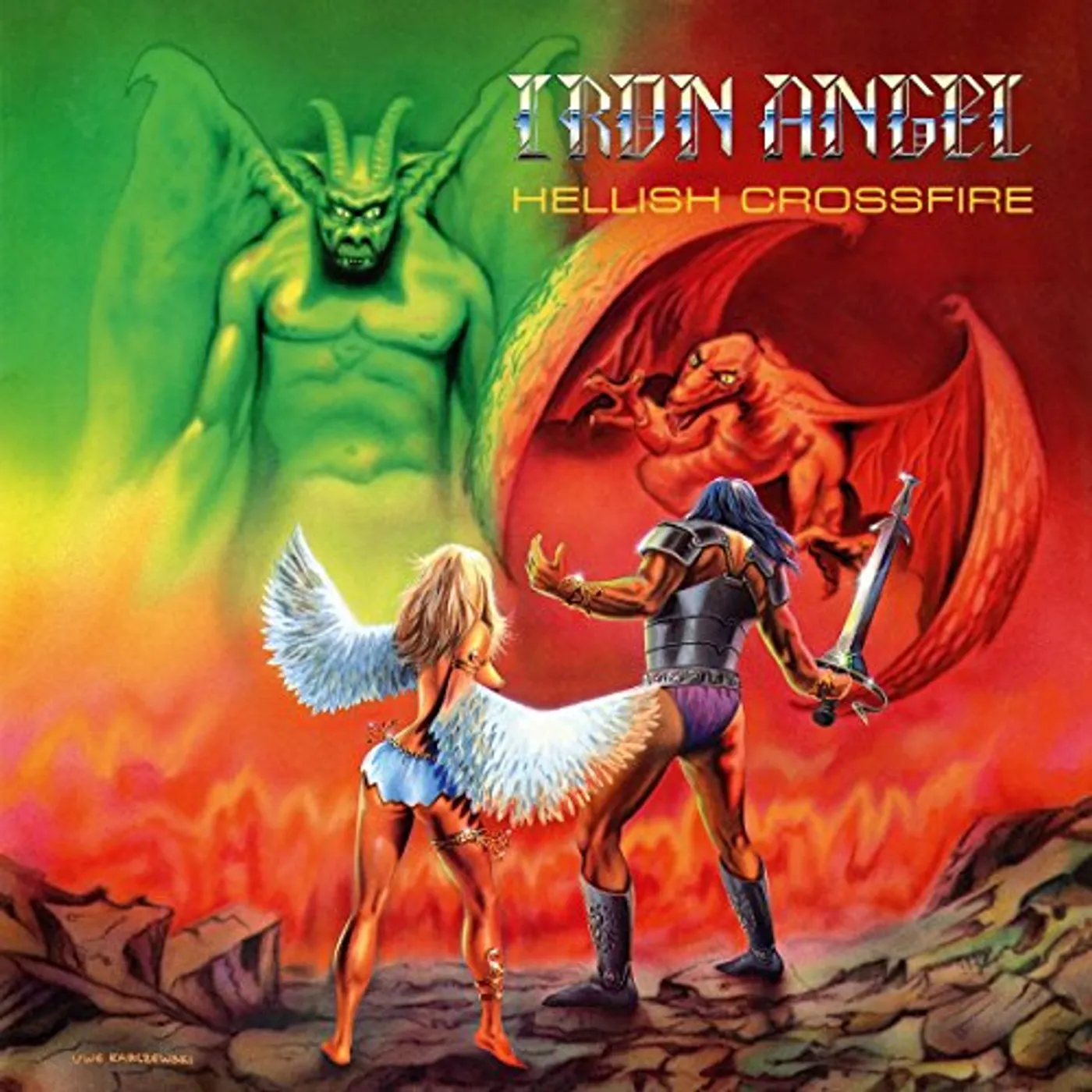 Iron Angel HELLISH CROSSFIRE (PISS YELLOW VINYL) Vinyl Record