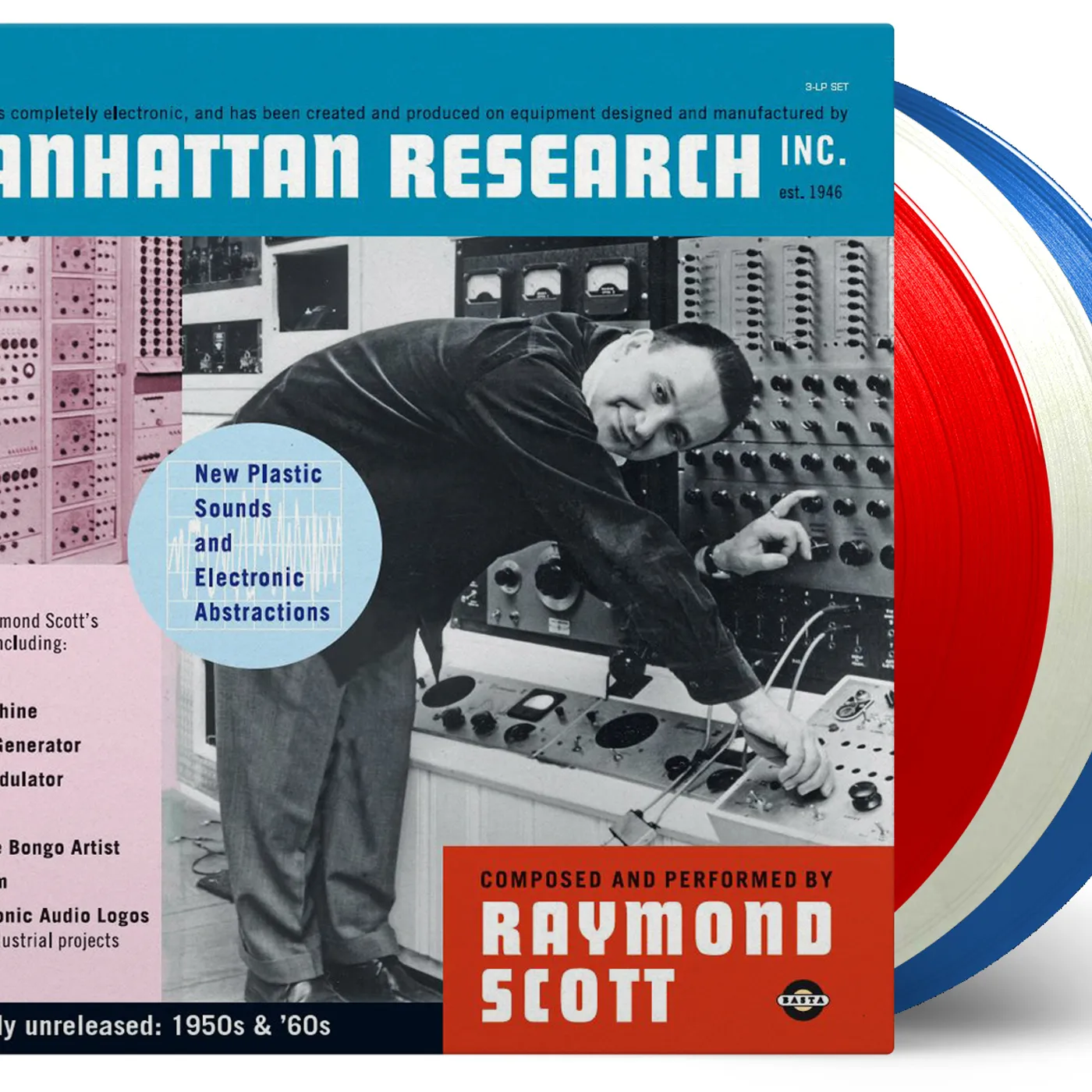 Raymond Scott MANHATTAN RESEARCH INC. - Limited Edition 180 Gram Red, White & Blue Triple Vinyl Record