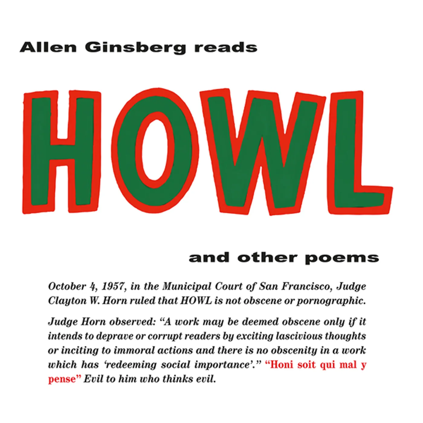 ALLEN GINSBERG READS HOWL & OTHER POEMS Vinyl Record