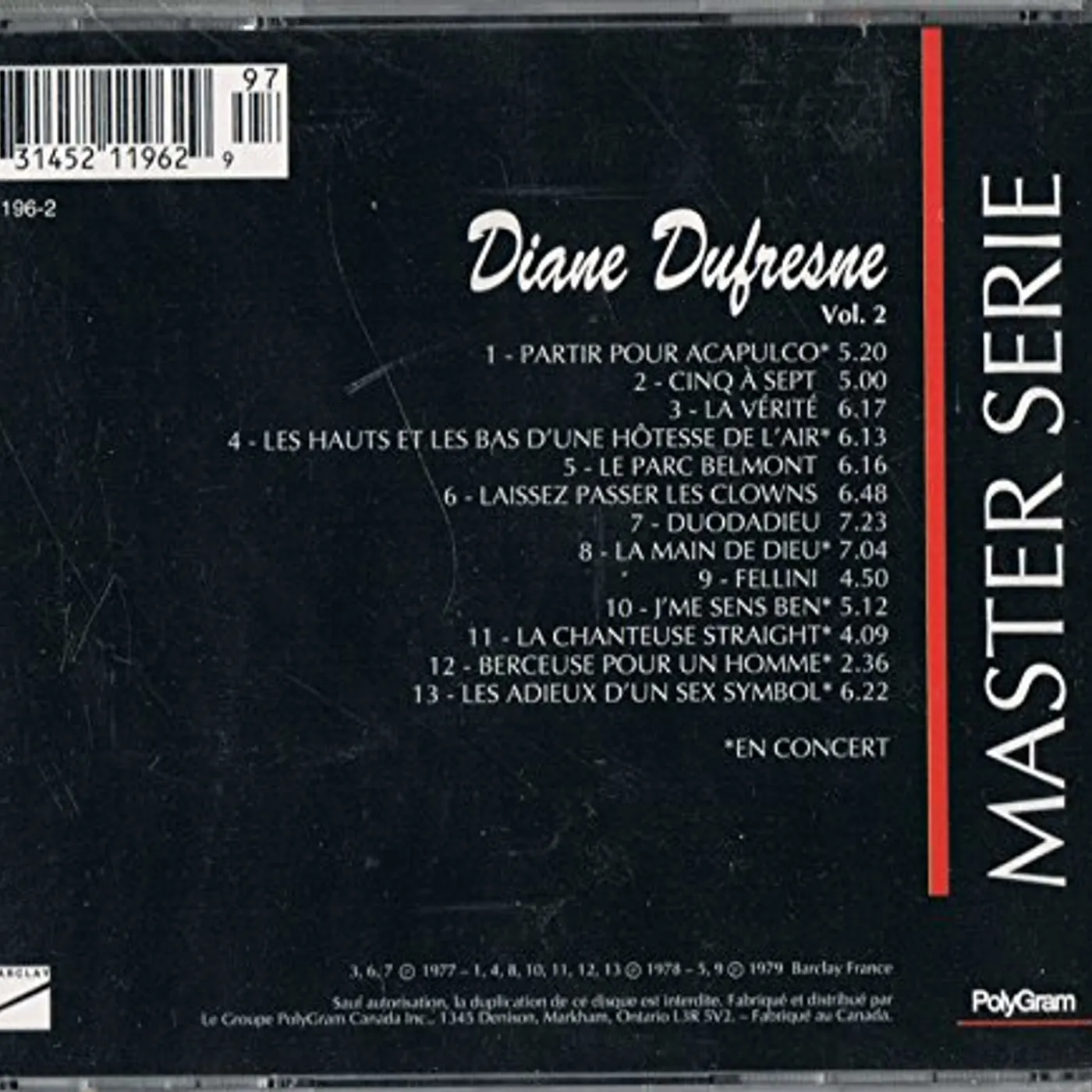 Diane Dufresne MASTER SERIE 2 CD