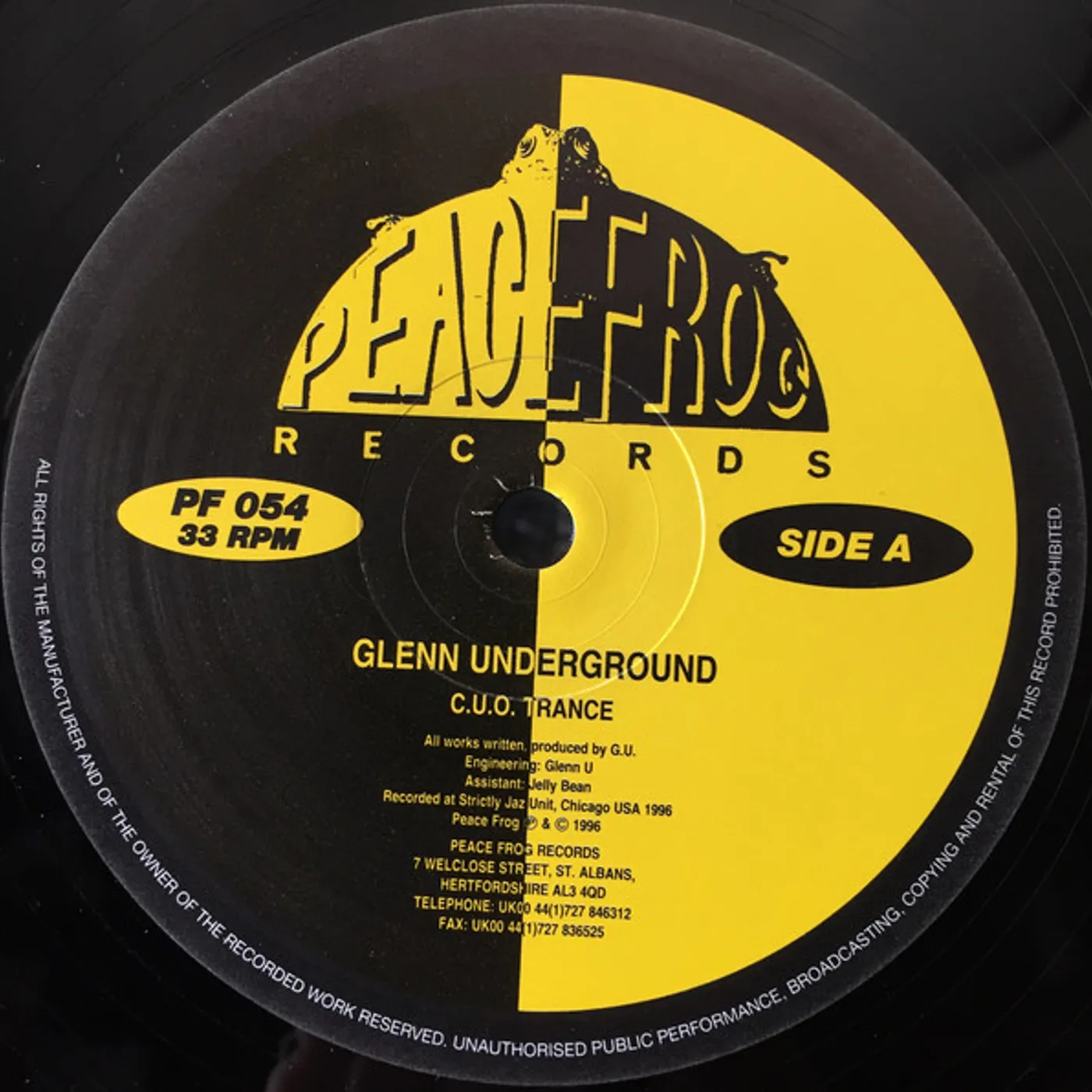 Glenn Underground CVO TRANCE Vinyl Record