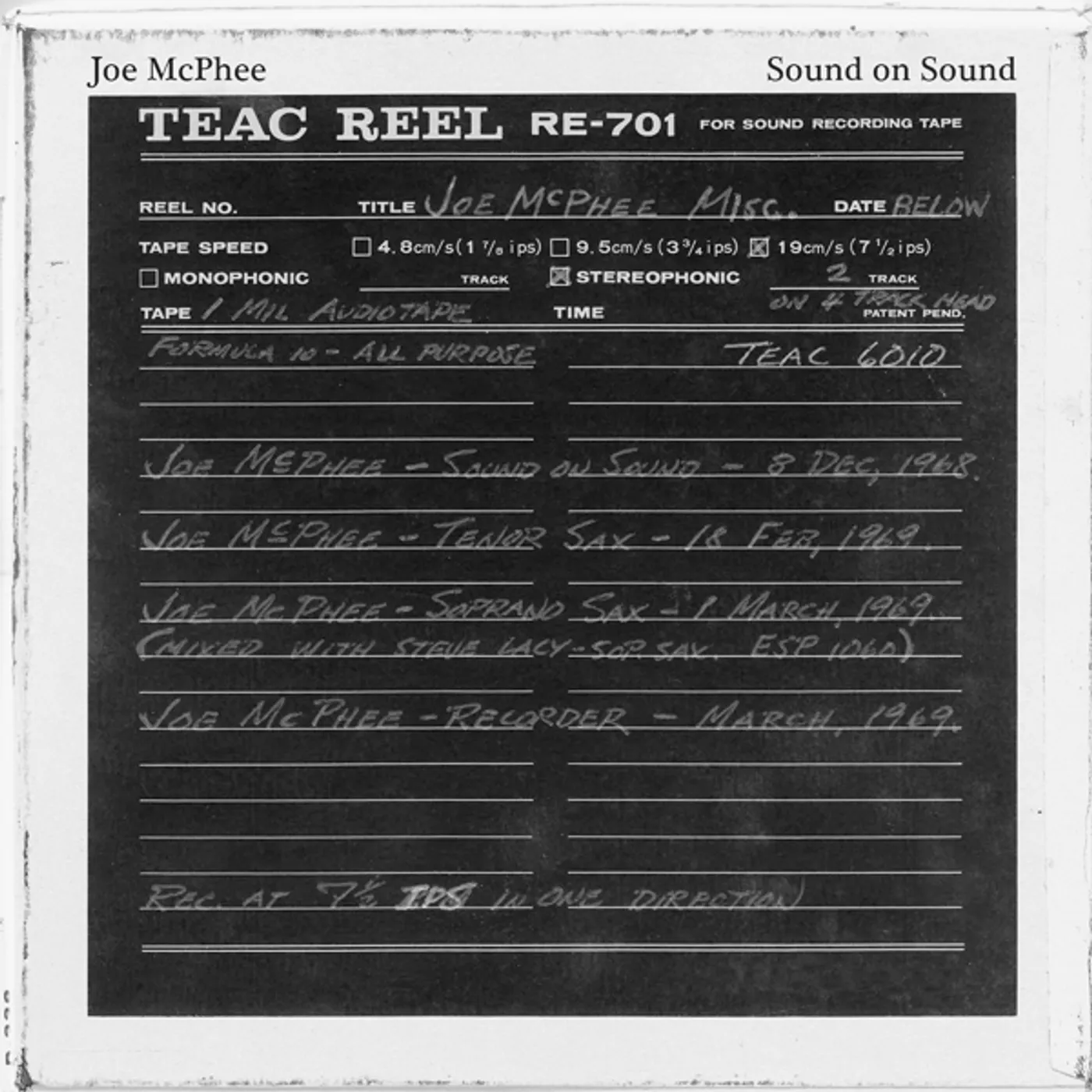 Joe Mcphee SOUND ON SOUND: SOLO 1968-1973 CD