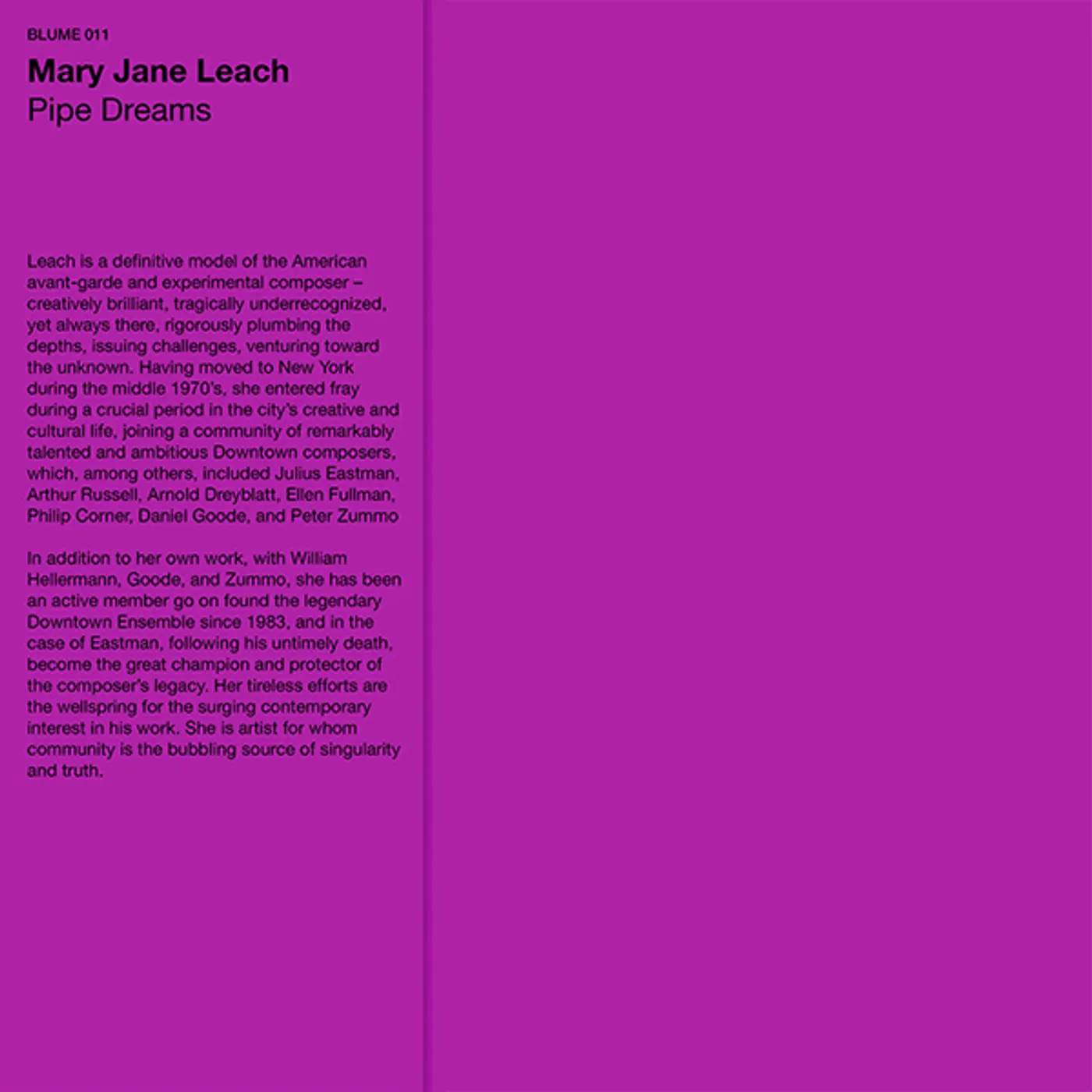 Mary Jane Leach PIPE DREAMS Vinyl Record