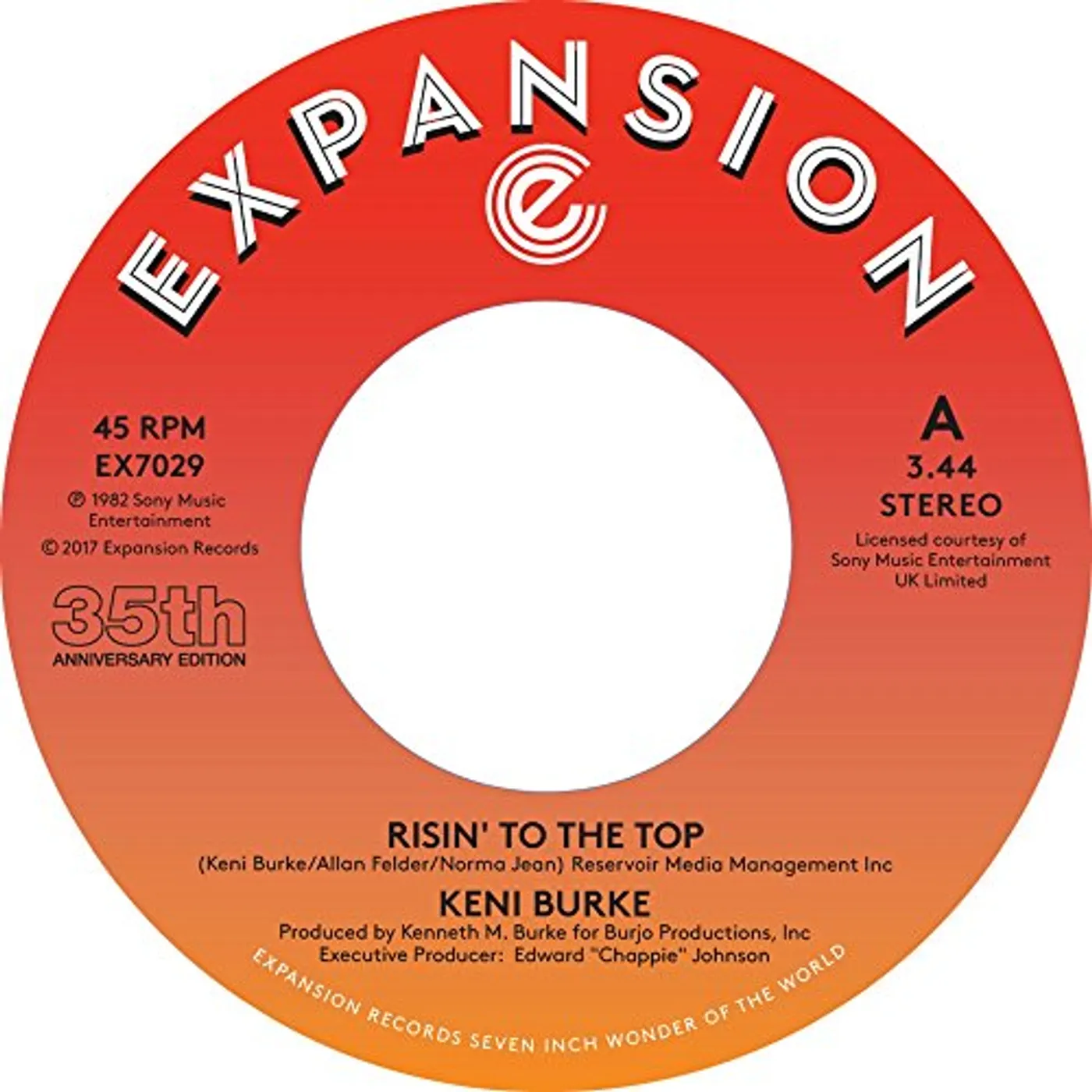 Keni Burke RISIN TO THE TOP / HANG TIGHT Vinyl Record