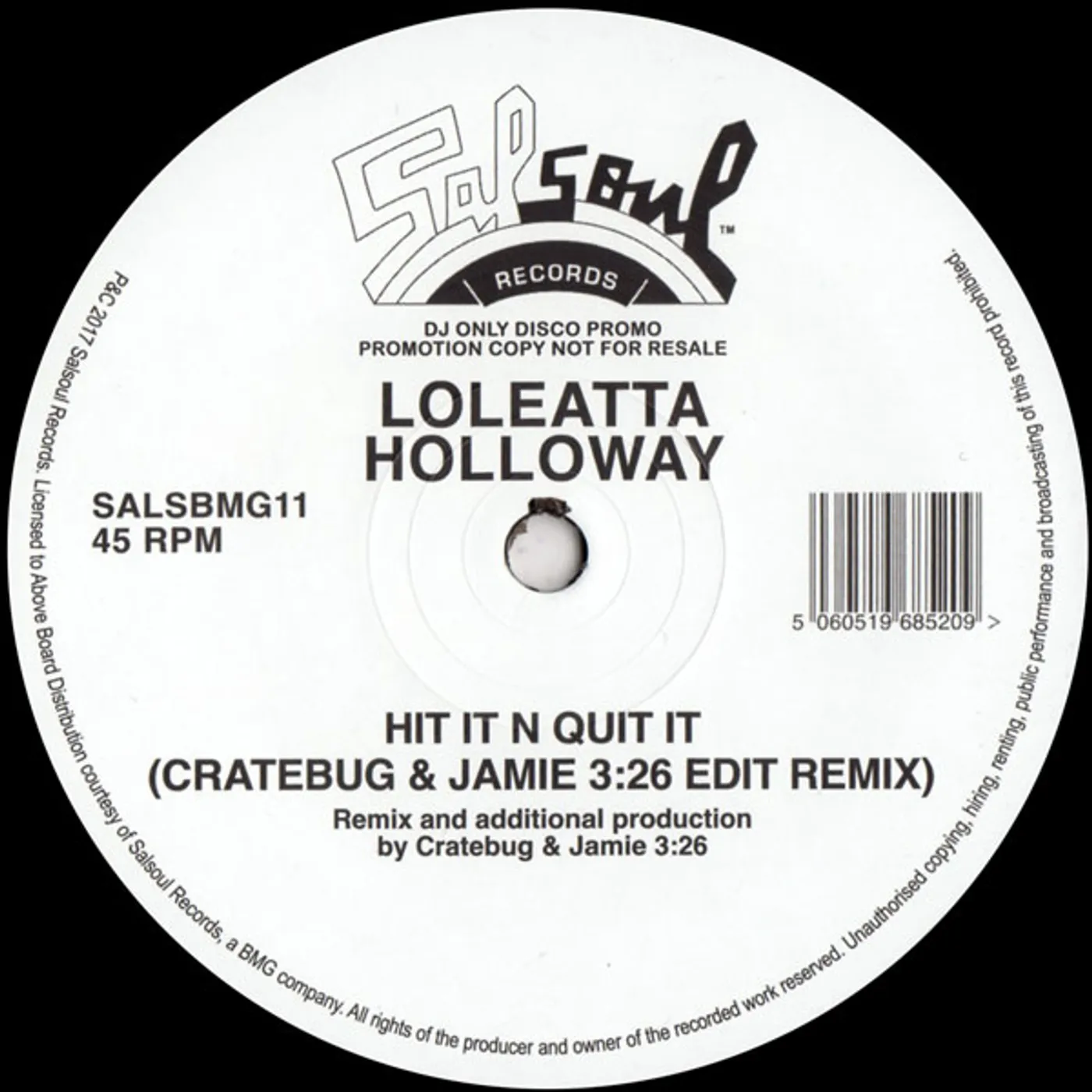 Loleatta Holloway HIT IT N QUIT IT-CRATEBUG & JAMIE 3:26 EDIT REMIX Vinyl Record