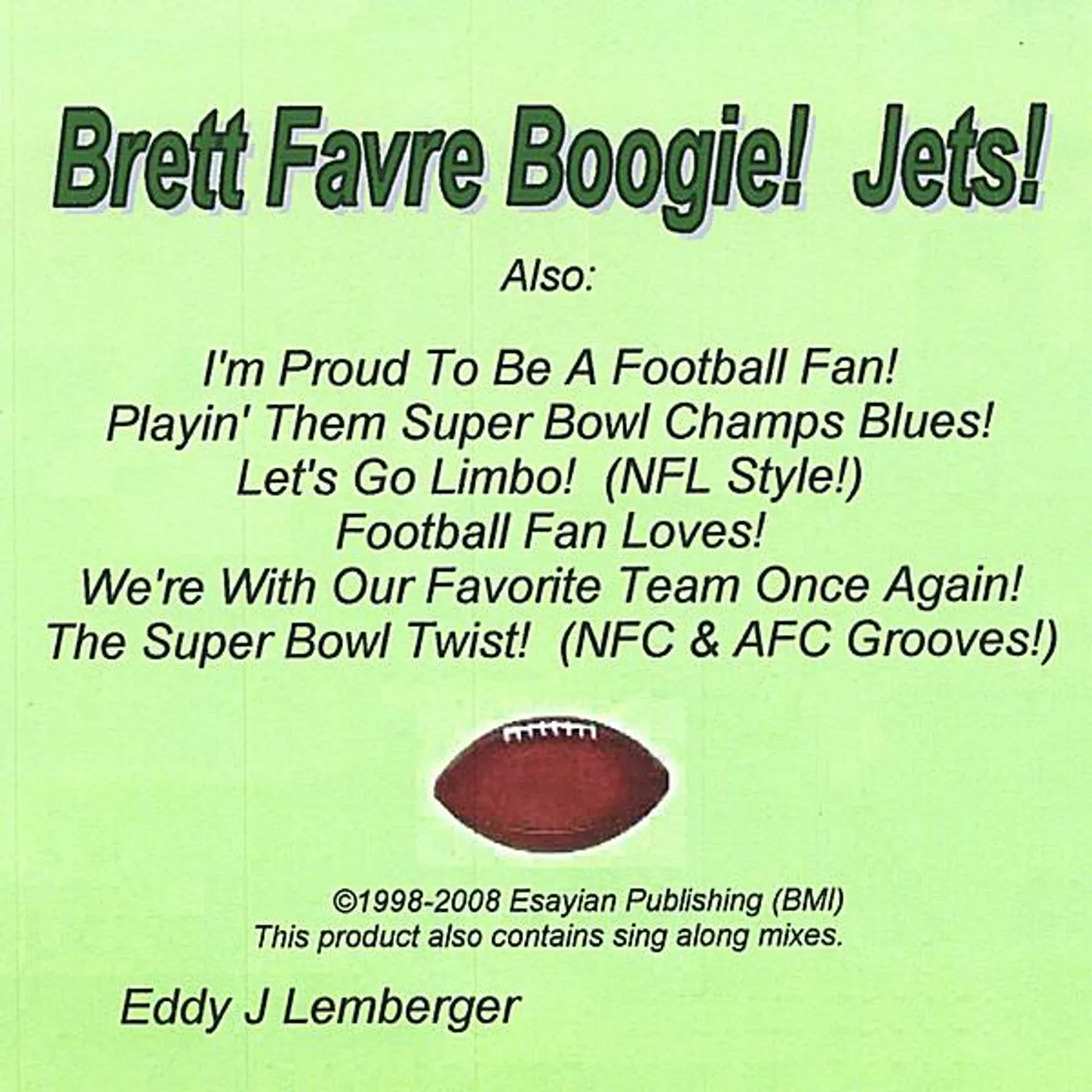 Eddy J Lemberger BRETT FAVRE BOOGIE JETS CD