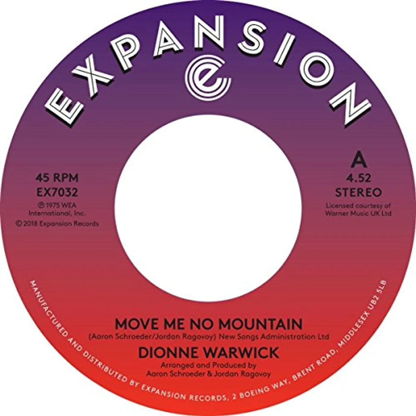 Dionne Warwick MOVE ME NO MOUNTAIN / (I'M) JUST BEING MYSELF Vinyl Record