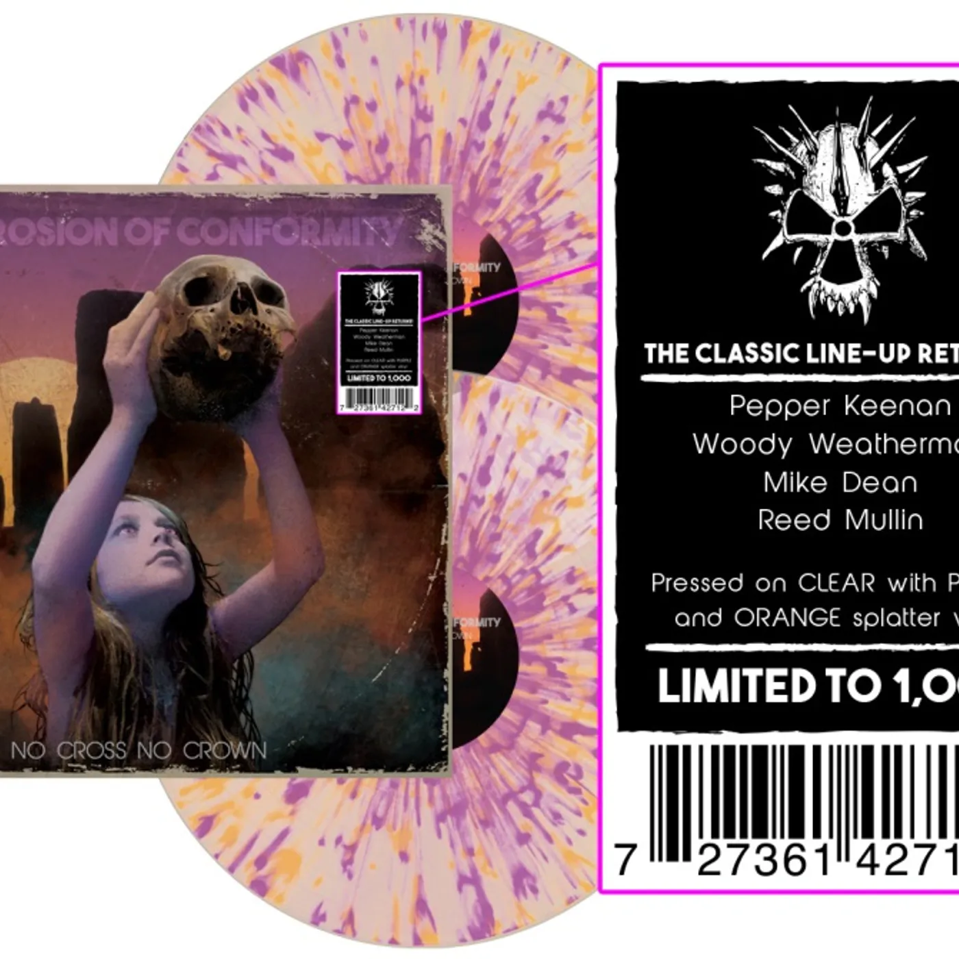 Corrosion Of Conformity NO CROSS NO CROWN - Limited Edition 140 Gram Pink & White Splattered Colored Vinyl Record