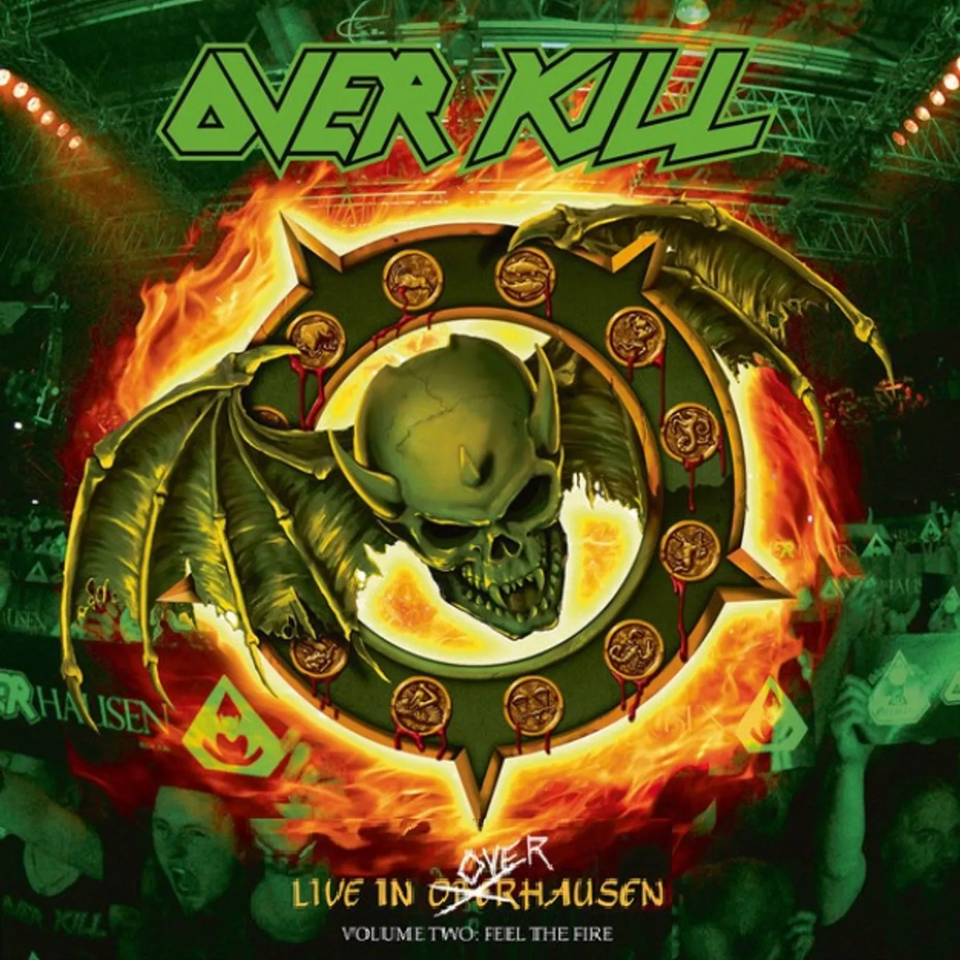 Overkill FEEL THE FIRE - Limited Edition Orange w/ Yellow Splatter Colored Double Vinyl Record