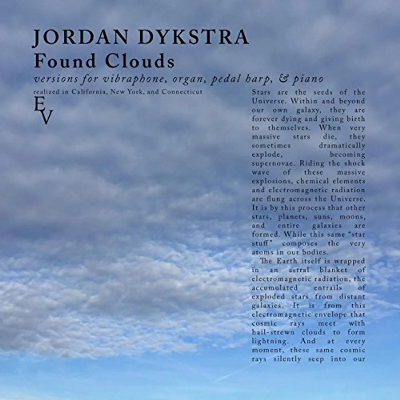 Jordan Dykstra FOUND CLOUDS CD