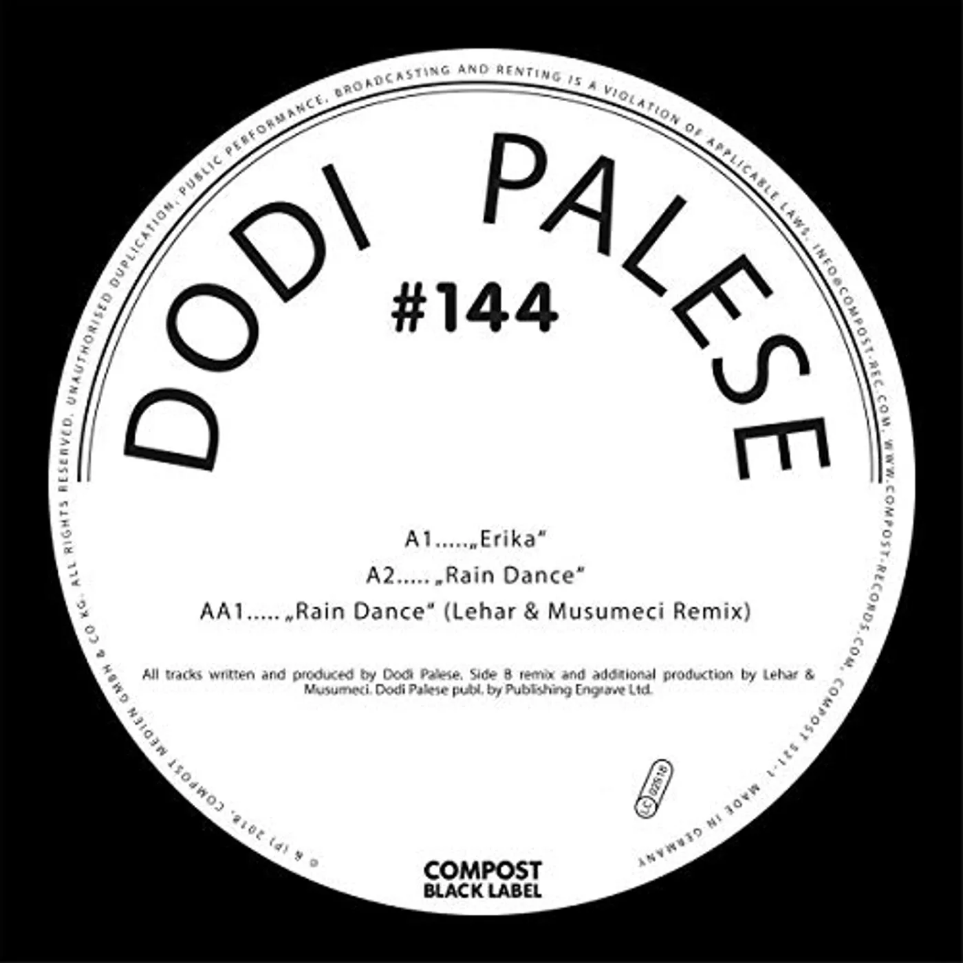 Dodi Palese ERIKA / RAIN DANCE Vinyl Record