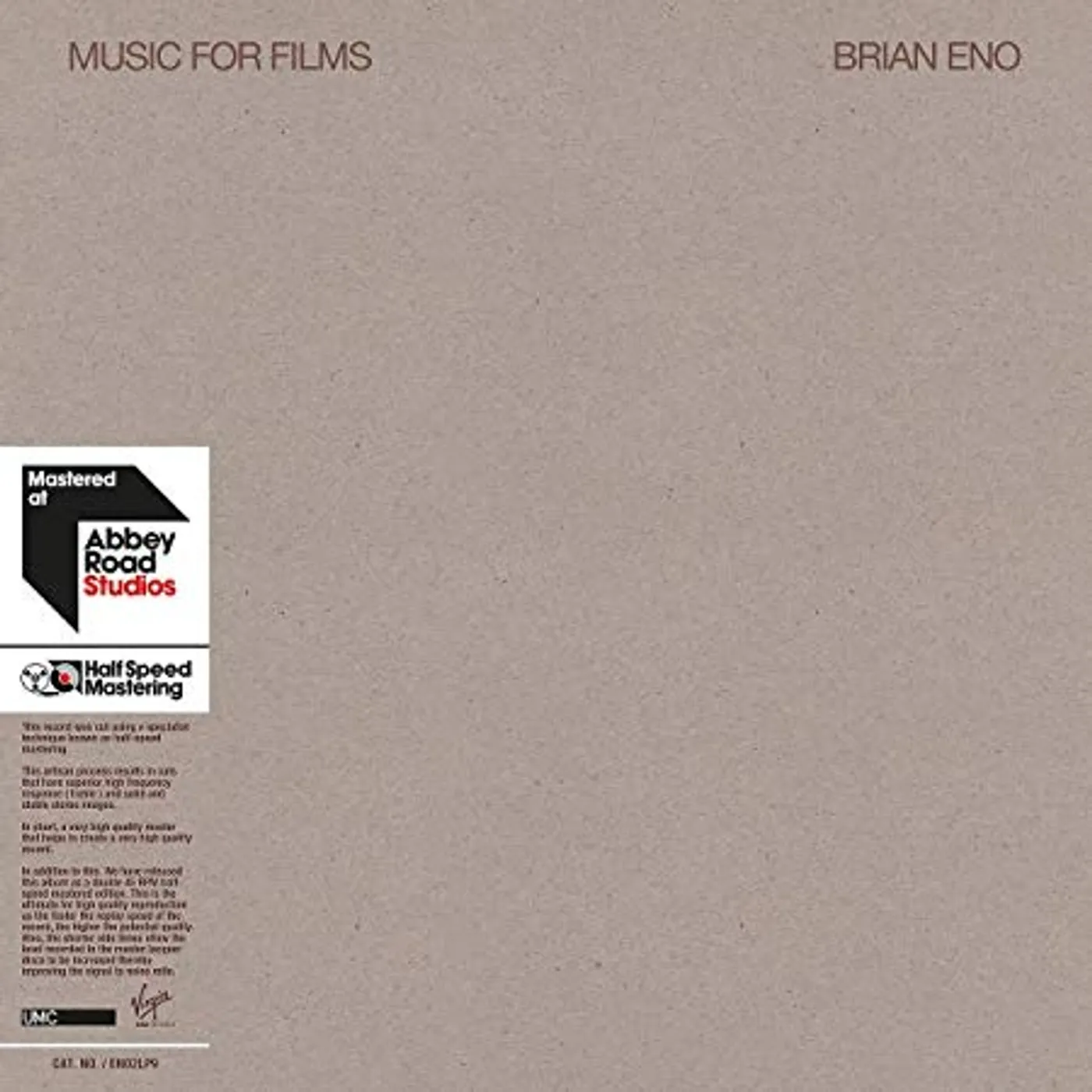 Brian Eno Music For Films Vinyl Record