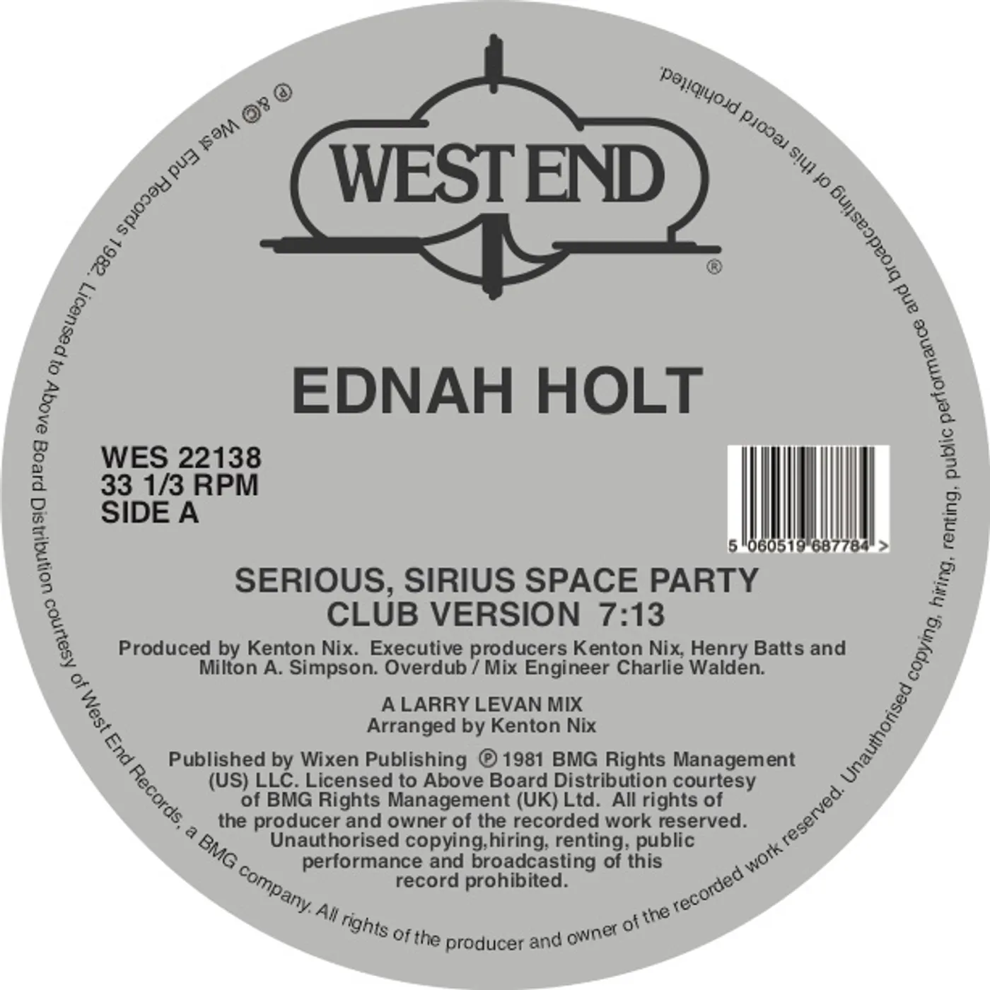 Ednah Holt SERIOUS SIRIUS SPACE PARTY Vinyl Record