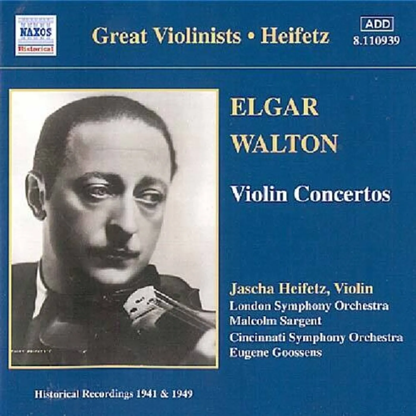 Jascha Heifetz PLAYS ELGAR/WALTON CD