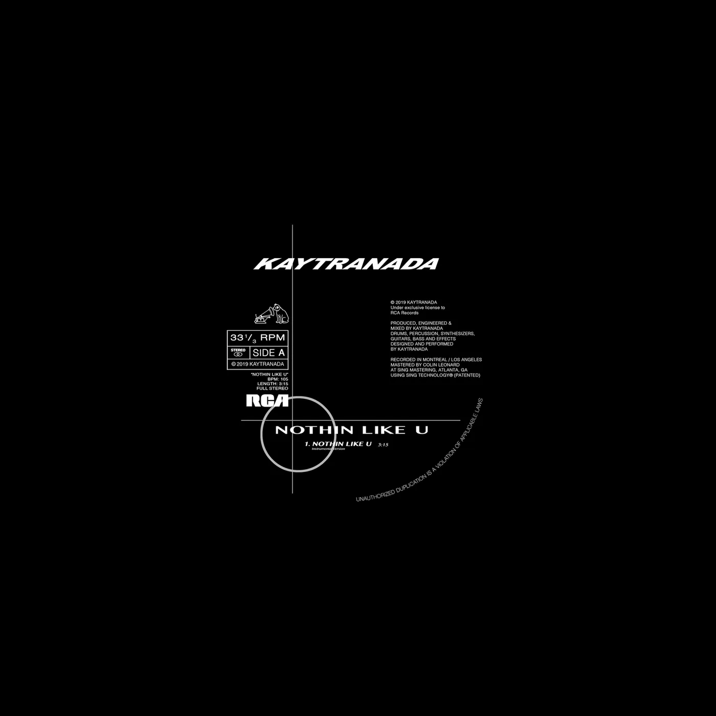 KAYTRANADA NOTHIN LIKE U / CHANCES (INSTRUMENTALS) Vinyl Record