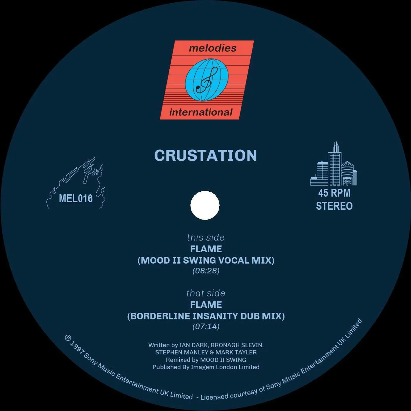 Crustation FLAME (MOOD II SWING REMIXES) Vinyl Record