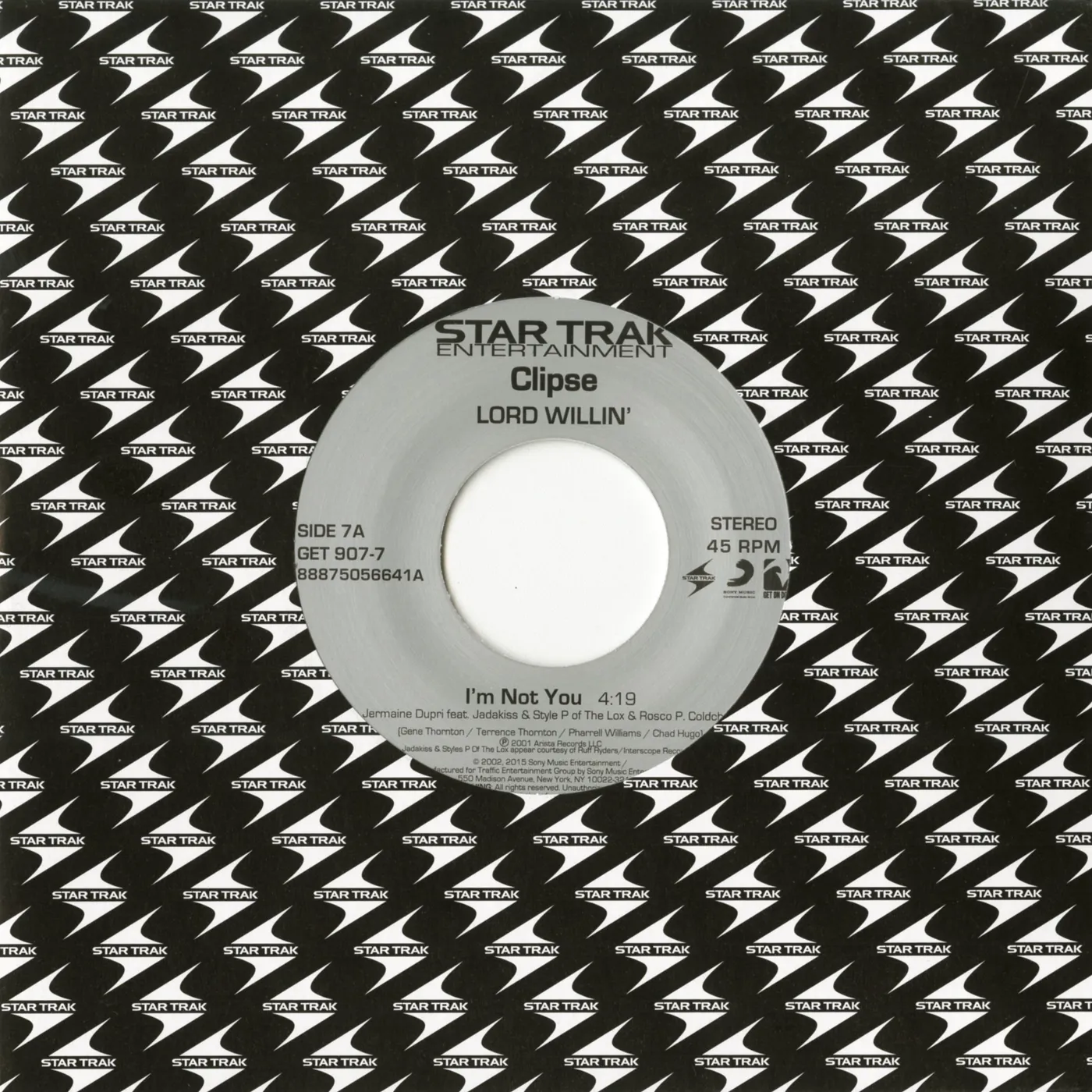 Clipse I'M NOT YOU / GRINDIN Vinyl Record