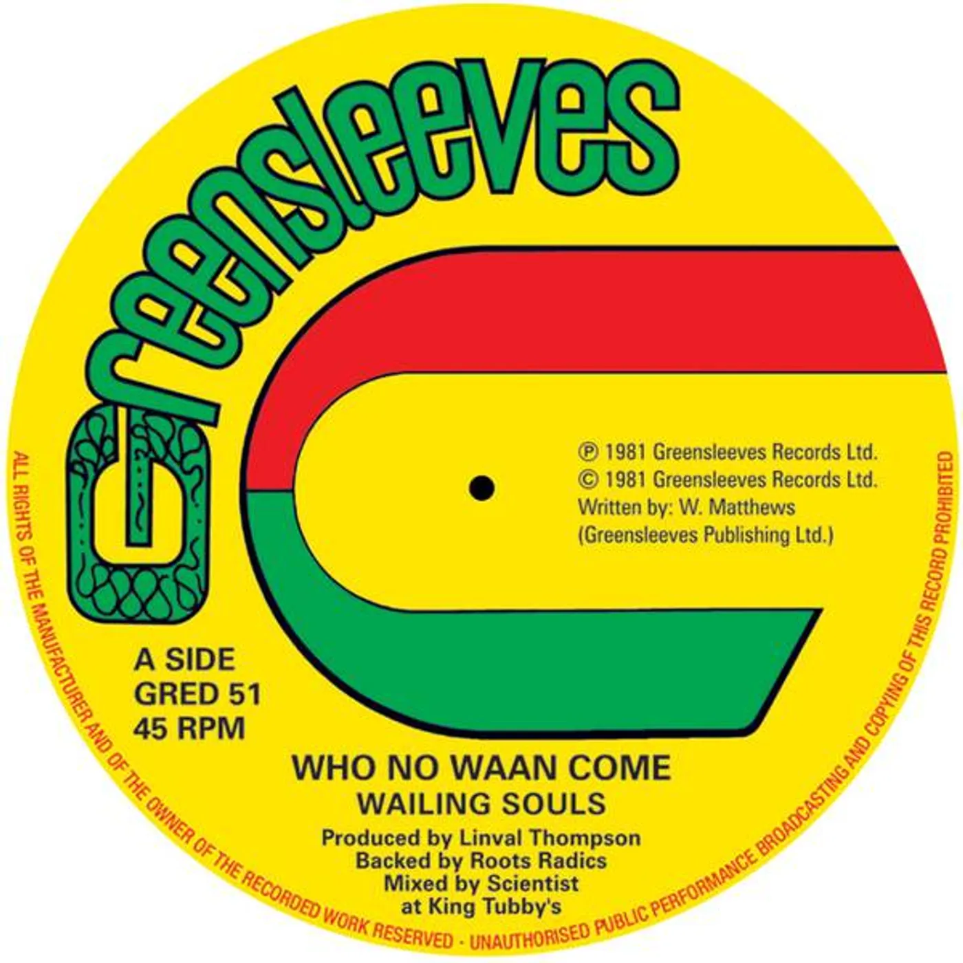 Wailing Souls WHO NO WAAN COME Vinyl Record