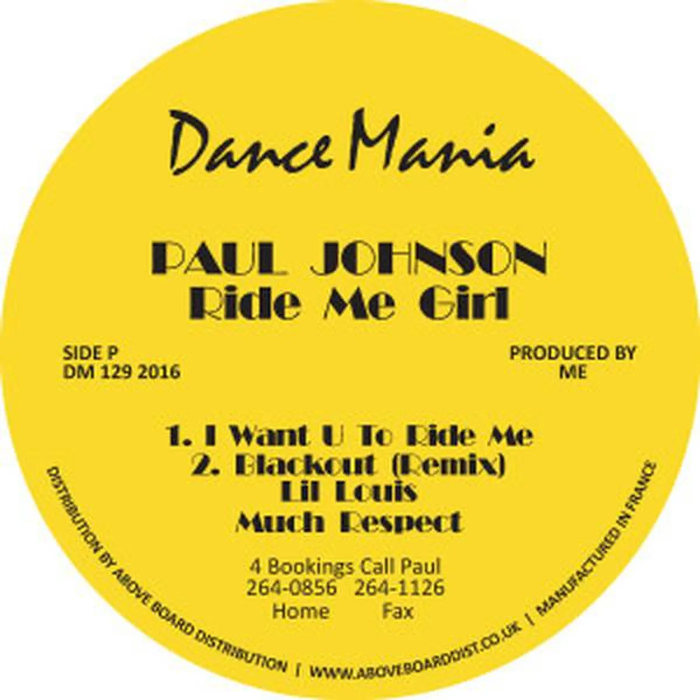 Paul Johnson Ride Me Girl / Now Suck It Vinyl Record